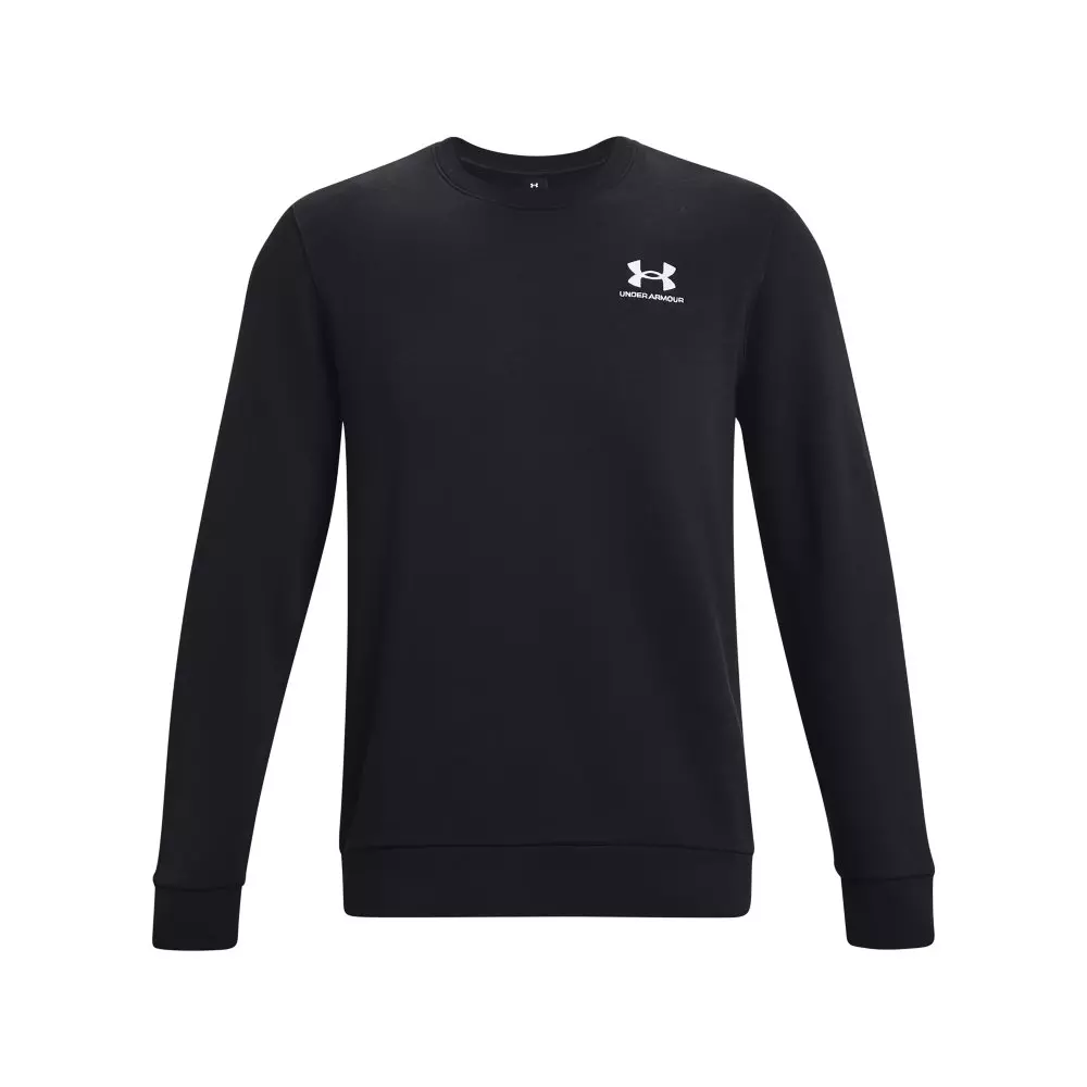 Under Armour Men's Essential Fleece Crew Sweatshirt - BLACK/WHITE