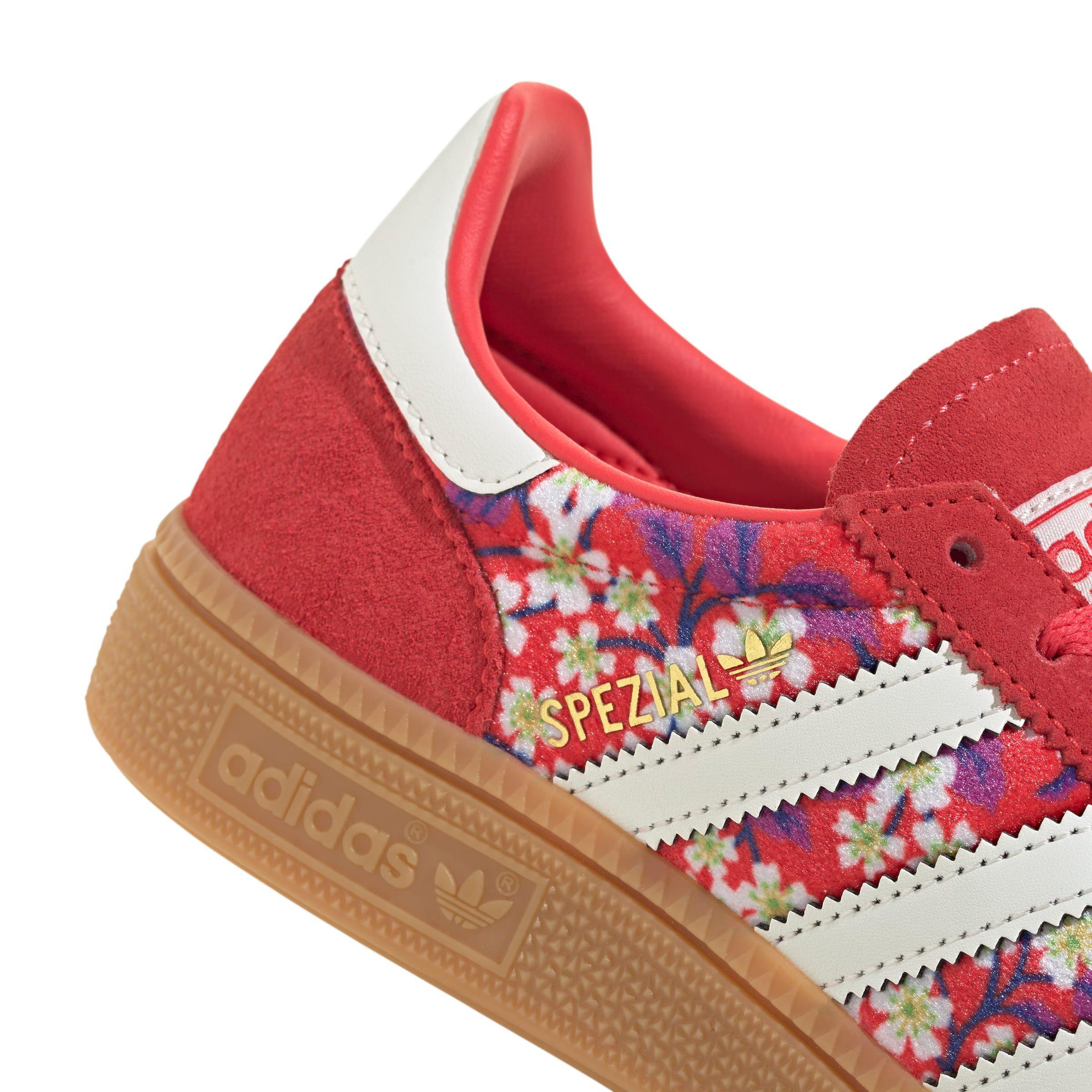 adidas Originals Handball Spezial x Liberty London Grade School Girls' "Off White/Lucid Red" Shoe