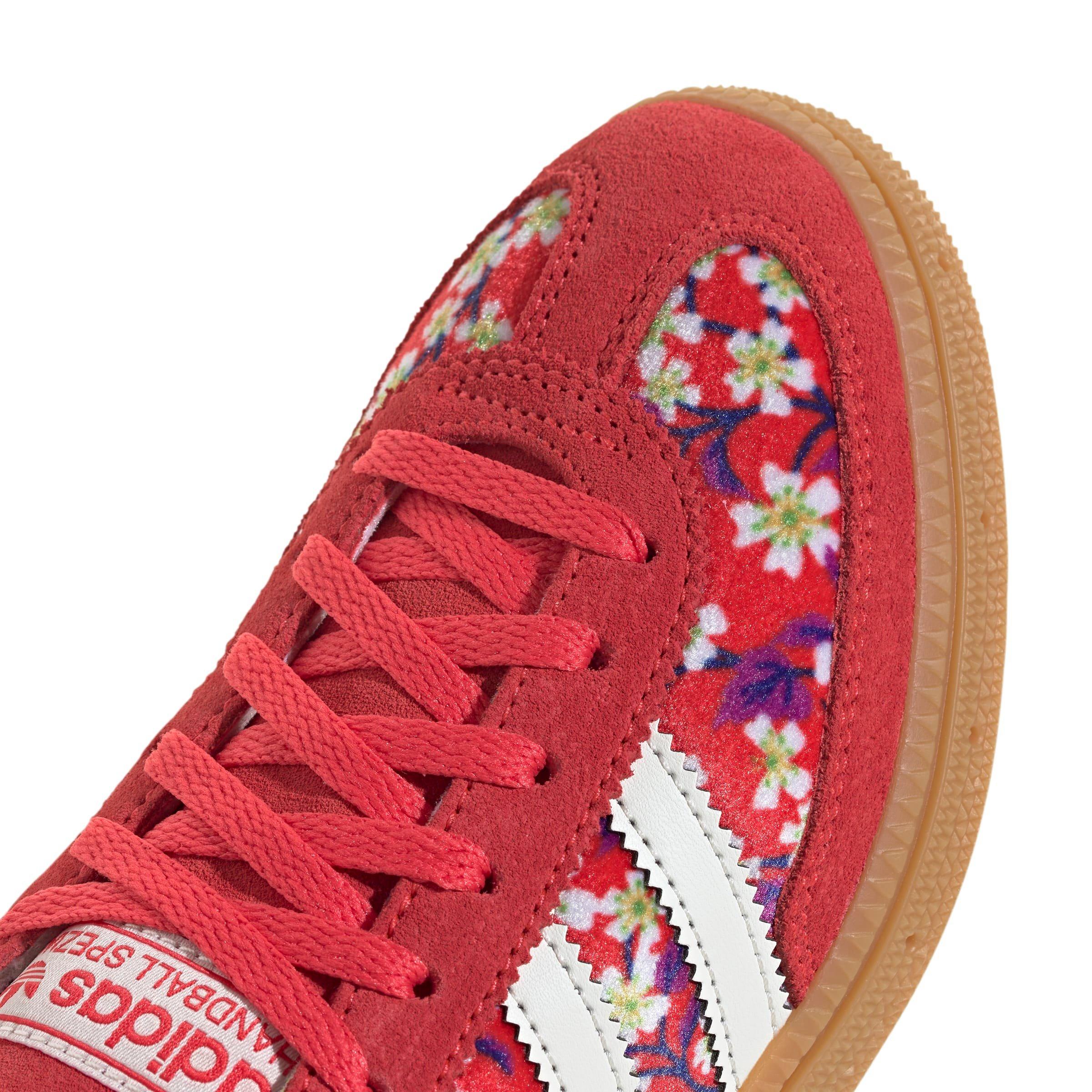 adidas Originals Handball Spezial x Liberty London Grade School Girls' "Off White/Lucid Red" Shoe