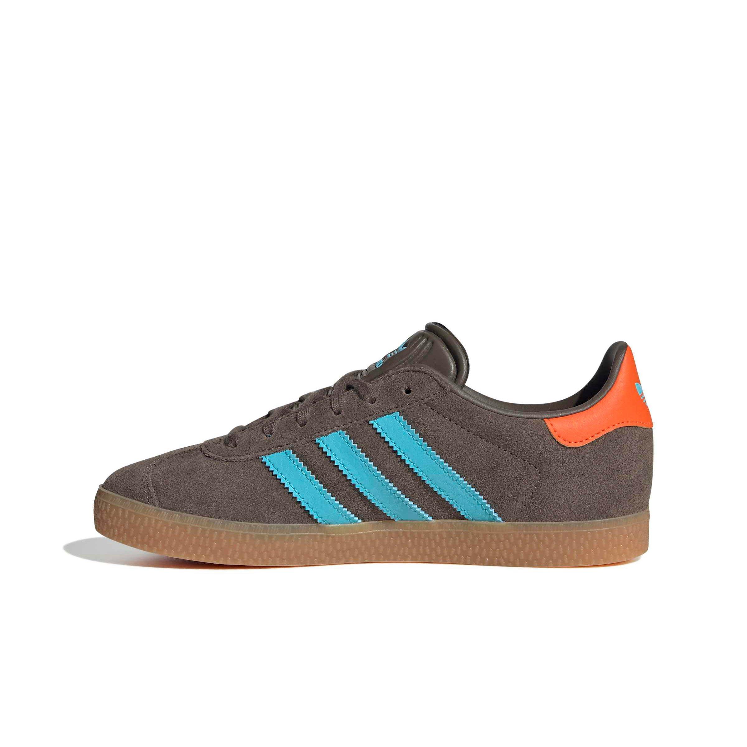 adidas Originals Gazelle Grade School Kids' "Cargo Brown/Blue Glow/Impact Orange" Shoe