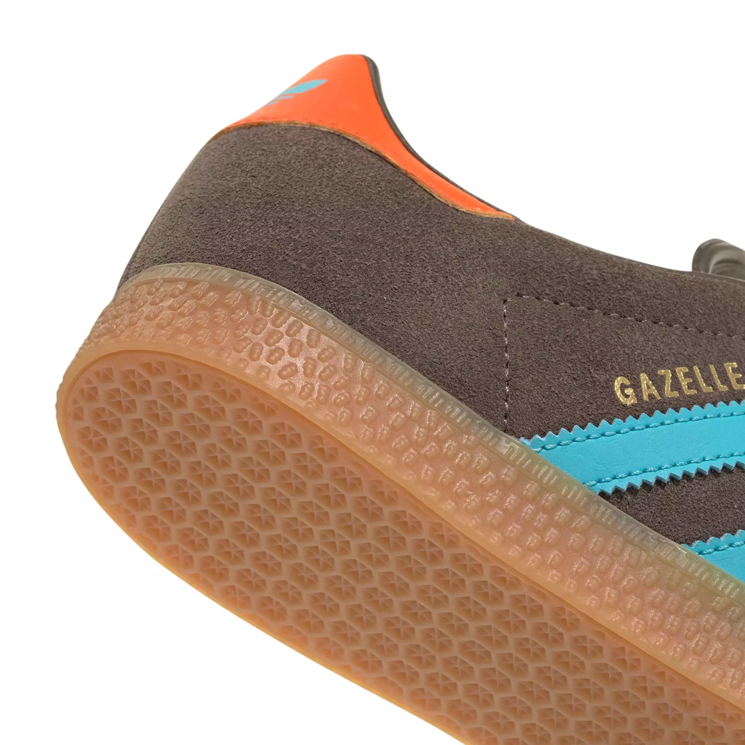 adidas Originals Gazelle "Cargo Brown/Blue Glow/Impact Orange" Grade School Kids' Shoe - BROWN/BLUE/ORANGE