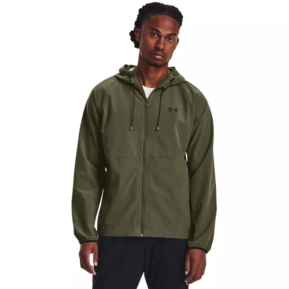 Under Armour Men's Stretch Woven Windbreaker - GREEN/BLACK