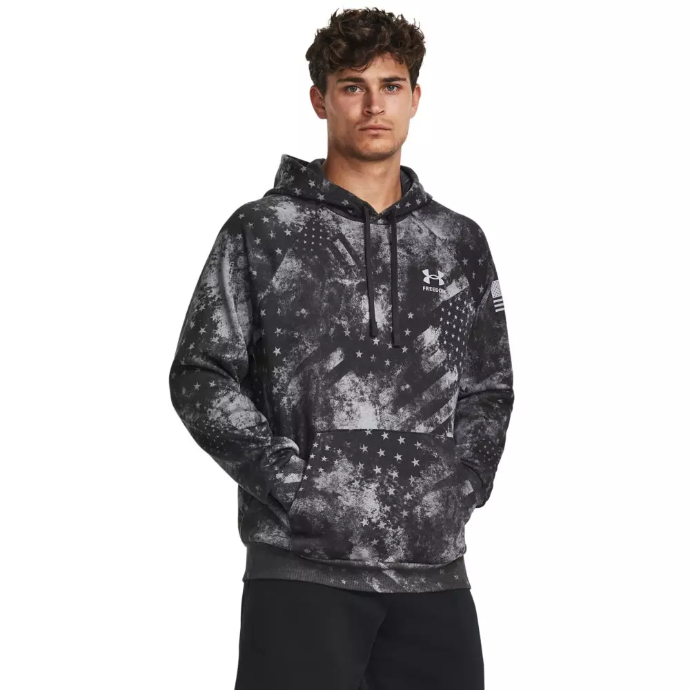 Under Armour Men's Freedom Rival Fleece Amp Hoodie-Grey - GREY
