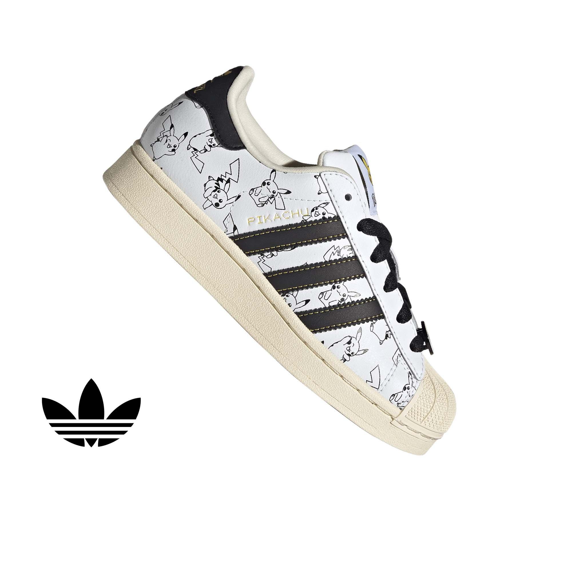 adidas Originals Pokémon Superstar II "Pikachu" Grade School Kids' Shoe - WHITE/BLACK/GOLD