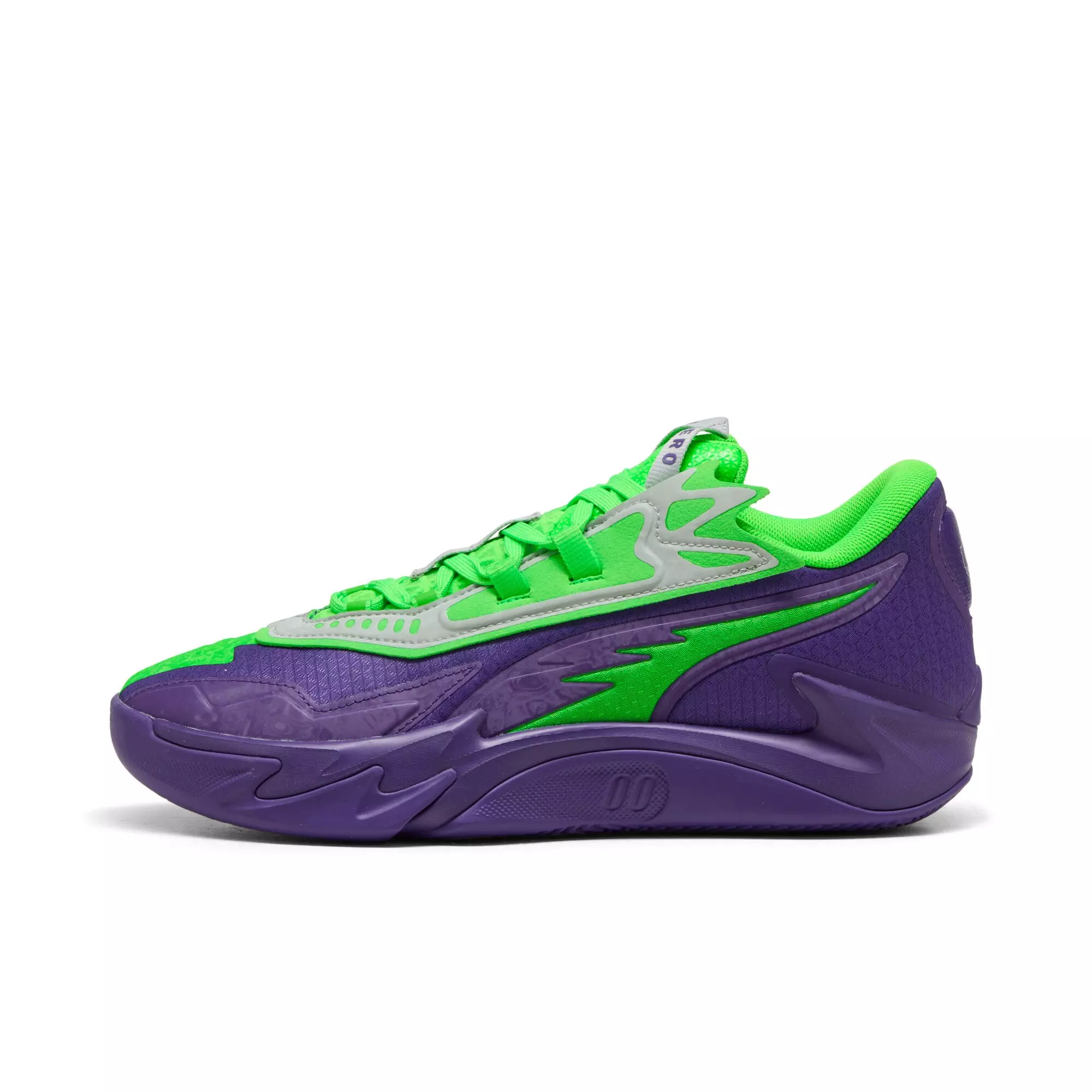 PUMA Scoot Zeros II NXTPRO Hoops "Team Violet/Fluro Green Pes" Men's Basketball Shoe - VIOLET/GREEN