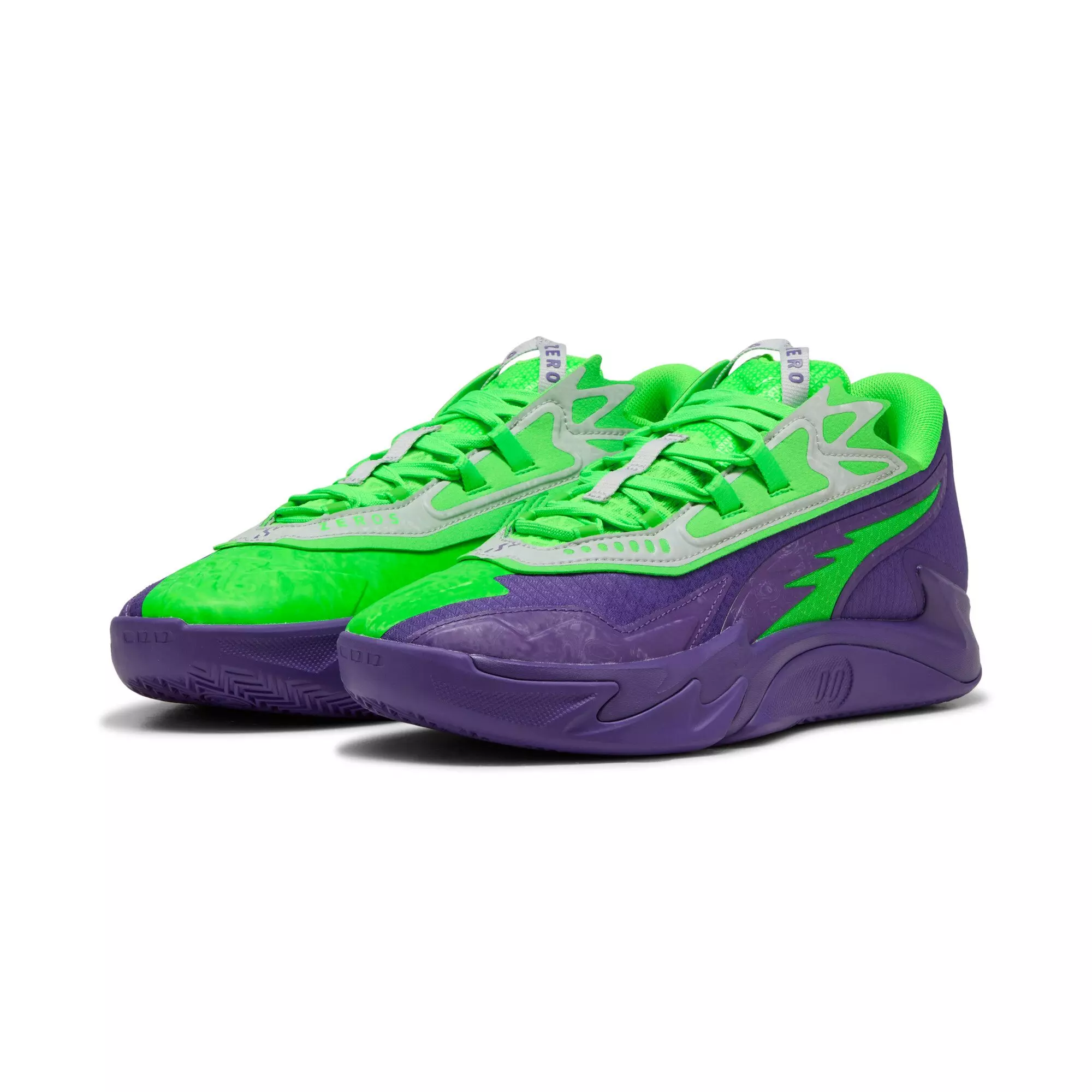 PUMA Scoot Zeros II NXTPRO Hoops "Team Violet/Fluro Green Pes" Men's Basketball Shoe - VIOLET/GREEN