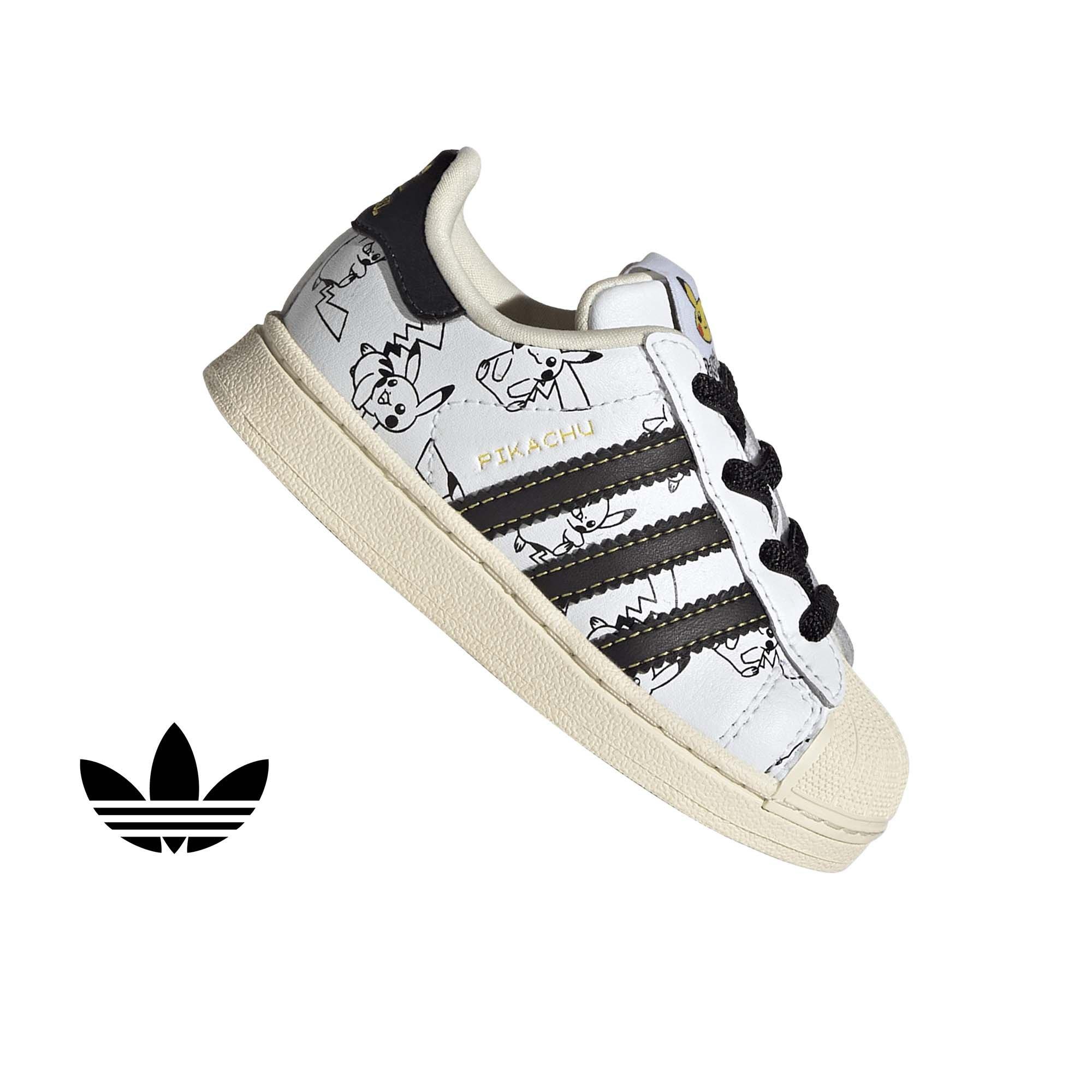 adidas Originals Pokémon Superstar II "Pikachu" Toddler Kids' Shoe - WHITE/BLACK/GOLD