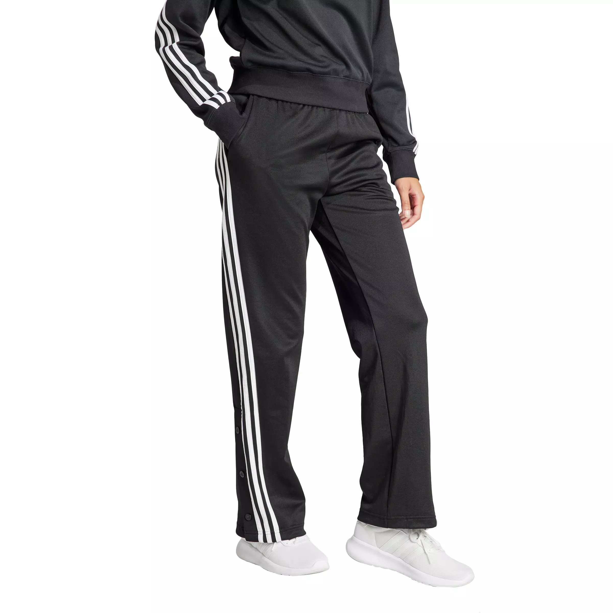 adidas Women's Iconic Wrapping 3-Stripes Snap Joggers-Black - BLACK