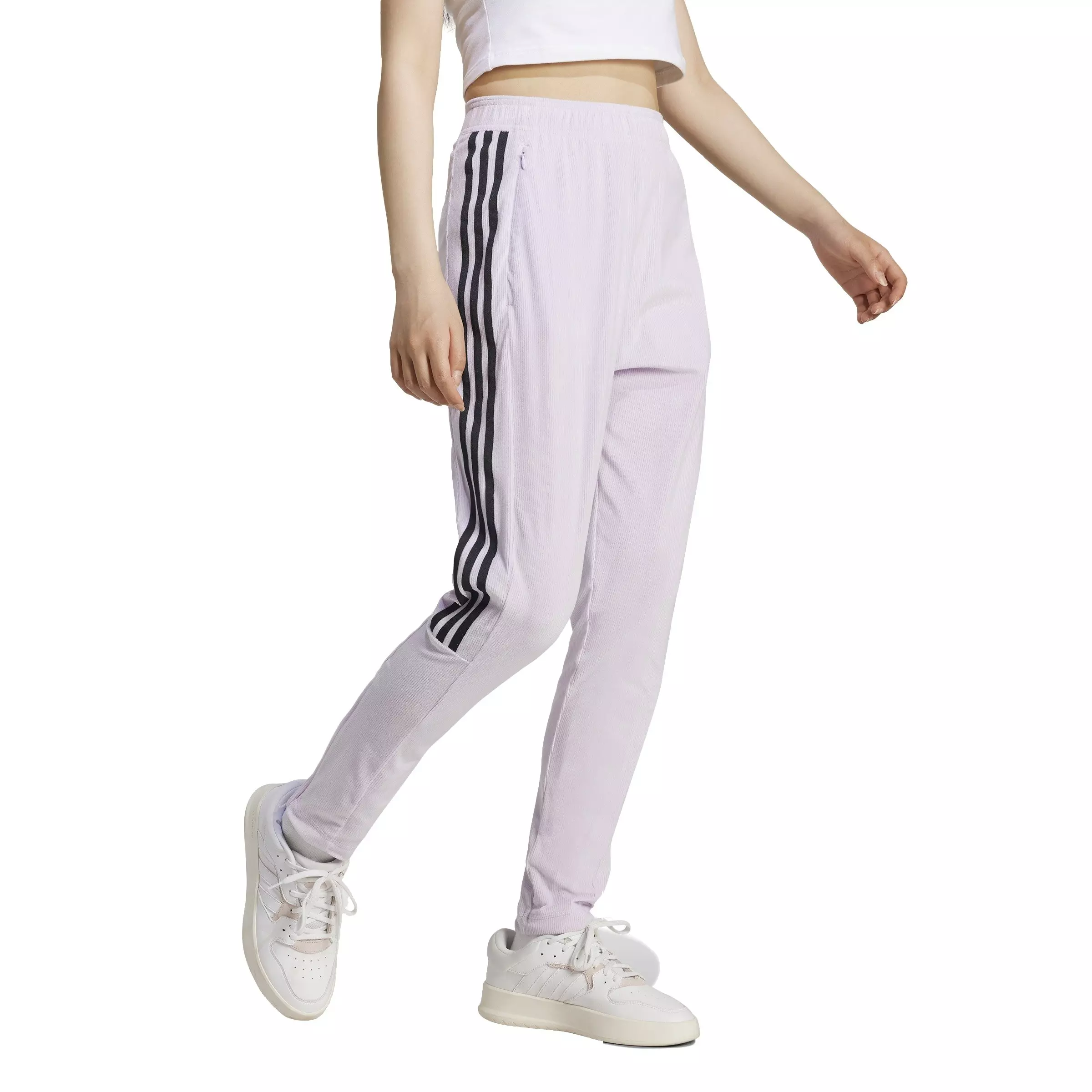 adidas Women's Tiro Cut 3-Stripes Stretchy Velour Track Pants-Purple - PURPLE