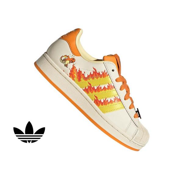 adidas Originals Pok&eacute;mon Superstar II "Charmander" Grade School Kids' Shoe - CREAM/YELLOW/ORANGE