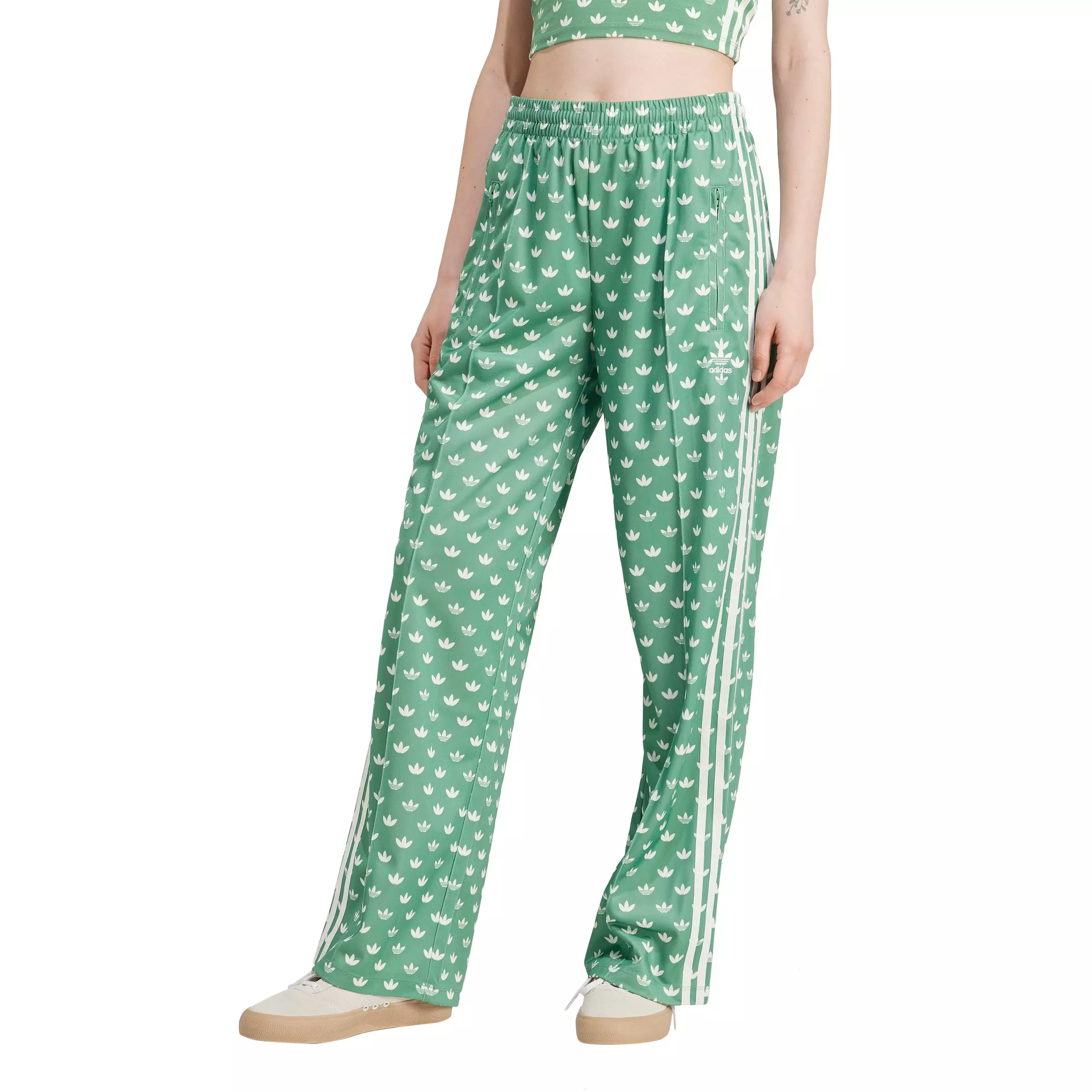 adidas Originals Women's Monogram Firebird Track Tracksuit Bottoms-Green - GREEN