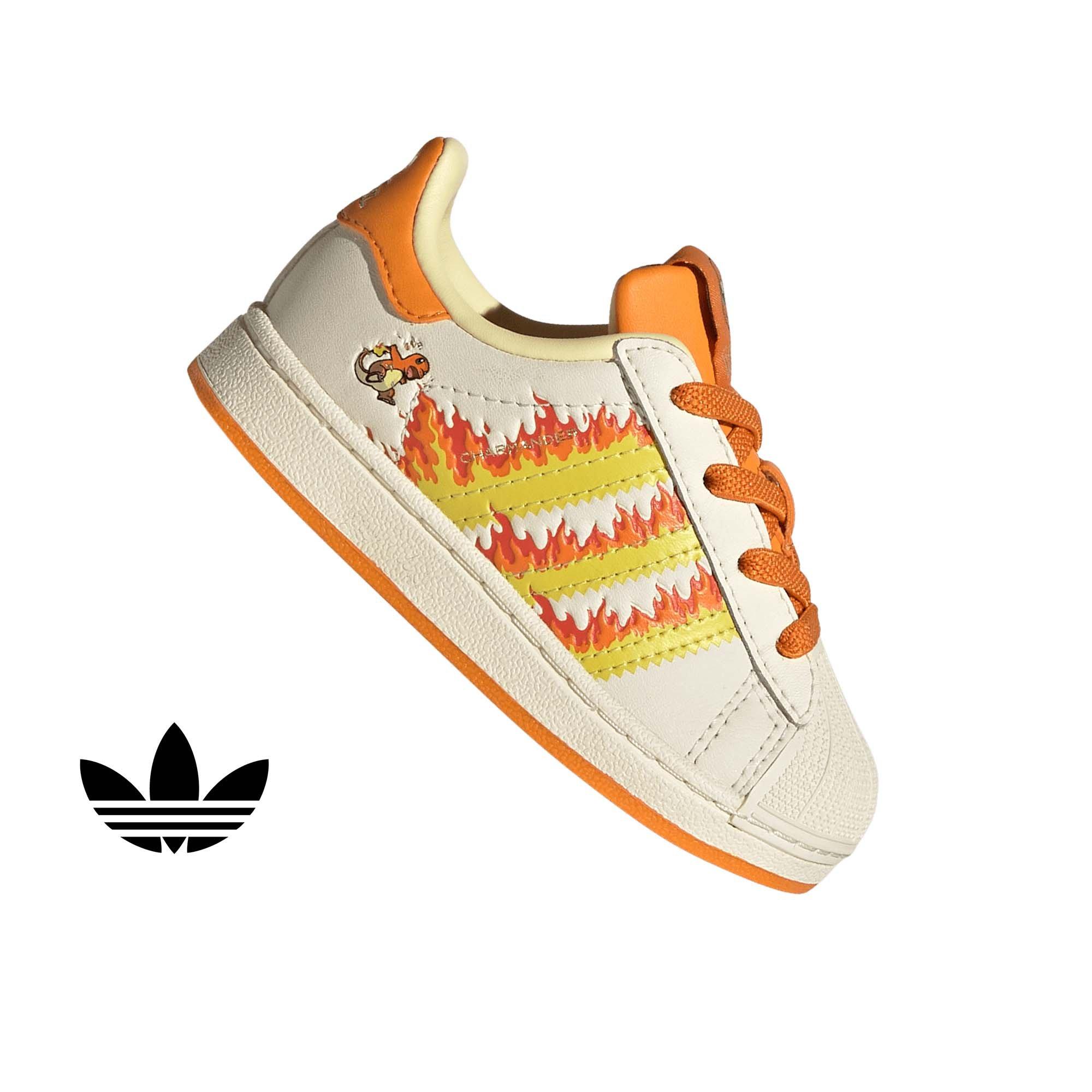 adidas Originals Pokémon Superstar II EL "Charmander" Toddler Kids' Shoe - CREAM/YELLOW/ORANGE