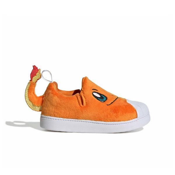 adidas Originals Pok&eacute;mon Superstar Quickon "Charmander" Preschool Kids' Shoe - ORANGE/WHITE/GREEN