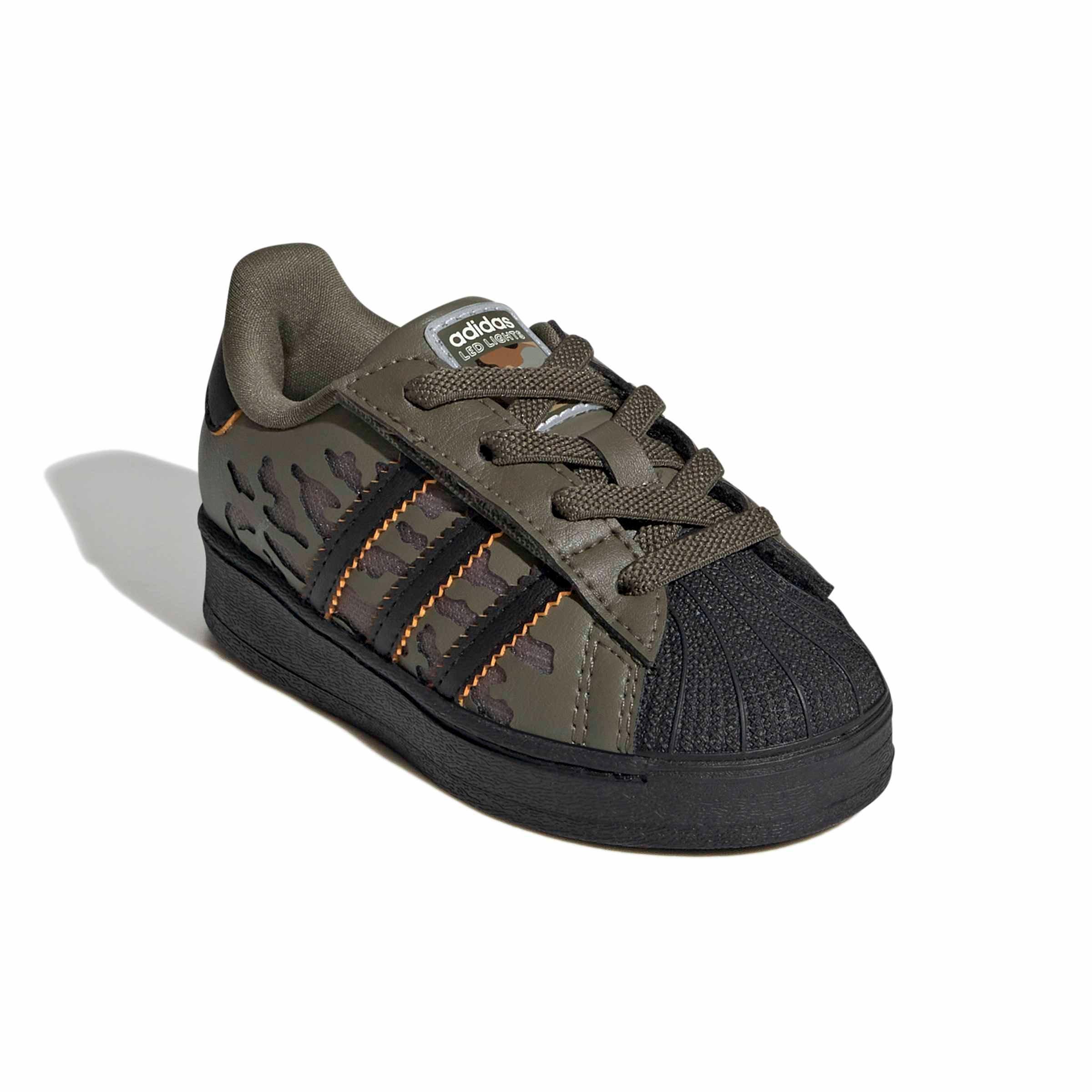 adidas Originals Superstar LED LCCEC "Silver Pebble/Olive Strata/Core Black" Infant Girls' Shoe - SILVER/OLIVE/BLACK