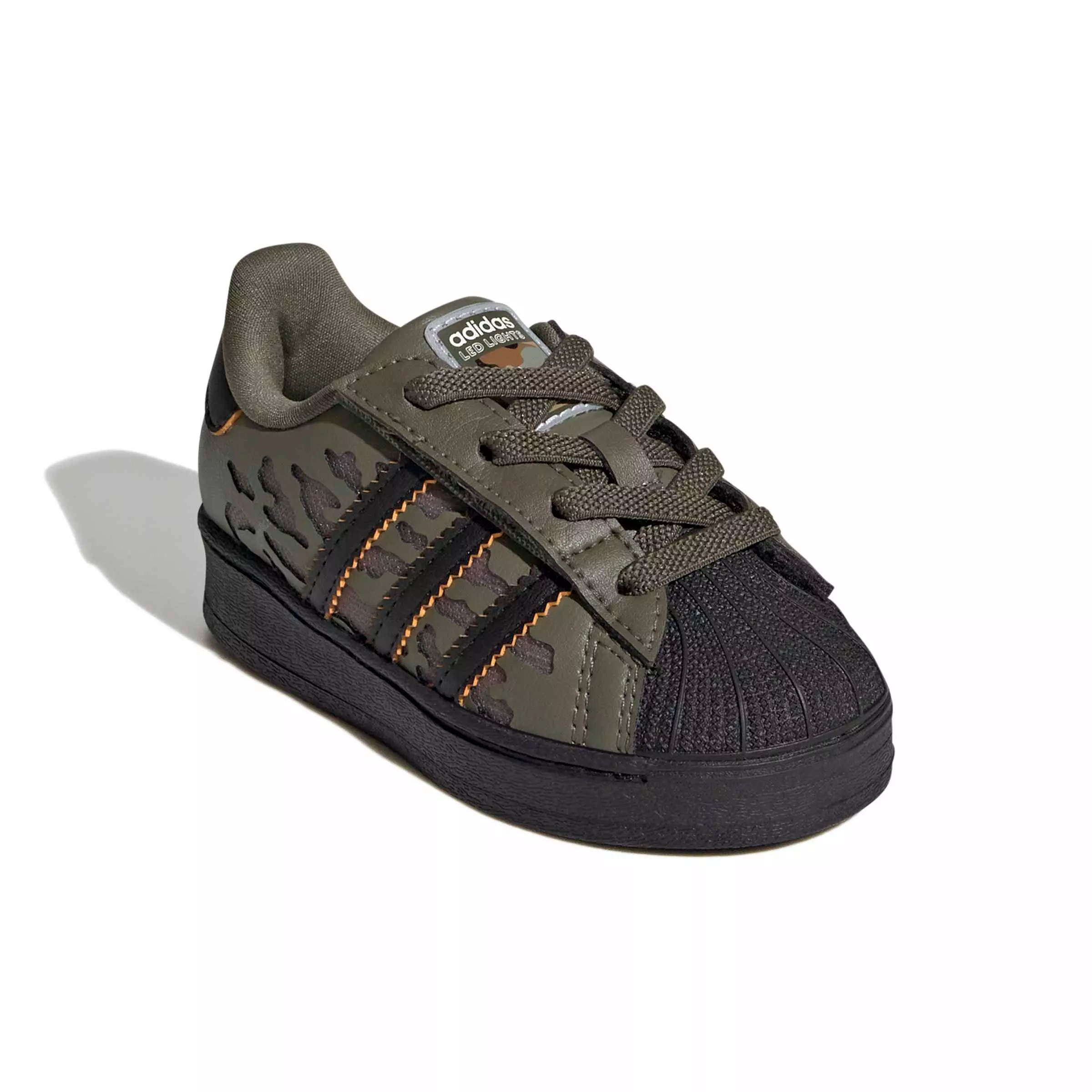 adidas Originals Superstar LED LCCEC "Silver Pebble/Olive Strata/Core Black" Infant Girls' Shoe - SILVER/OLIVE/BLACK