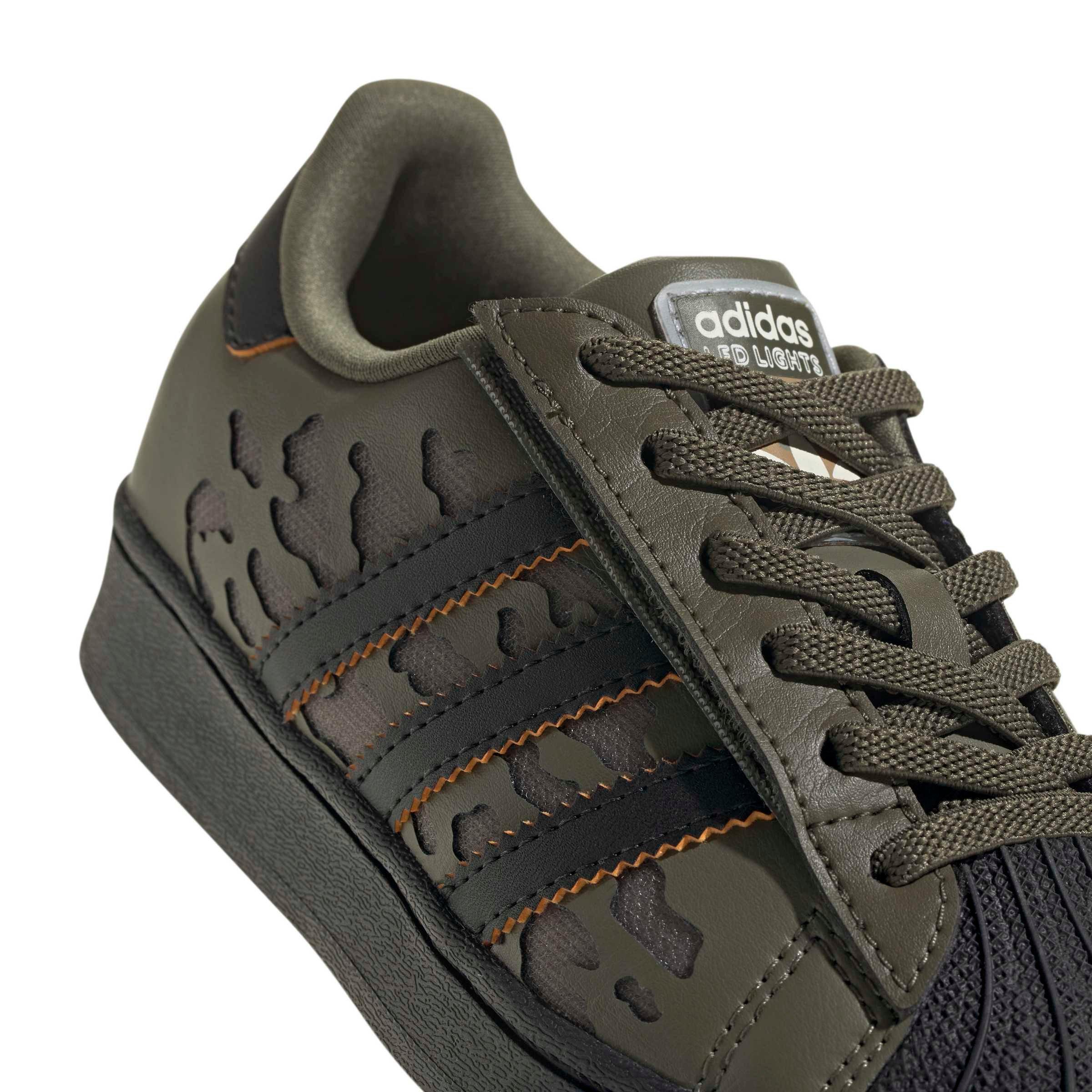 adidas Originals Superstar LED LCCEC "Silver Pebble/Olive Strata/Core Black" Infant Girls' Shoe - SILVER/OLIVE/BLACK
