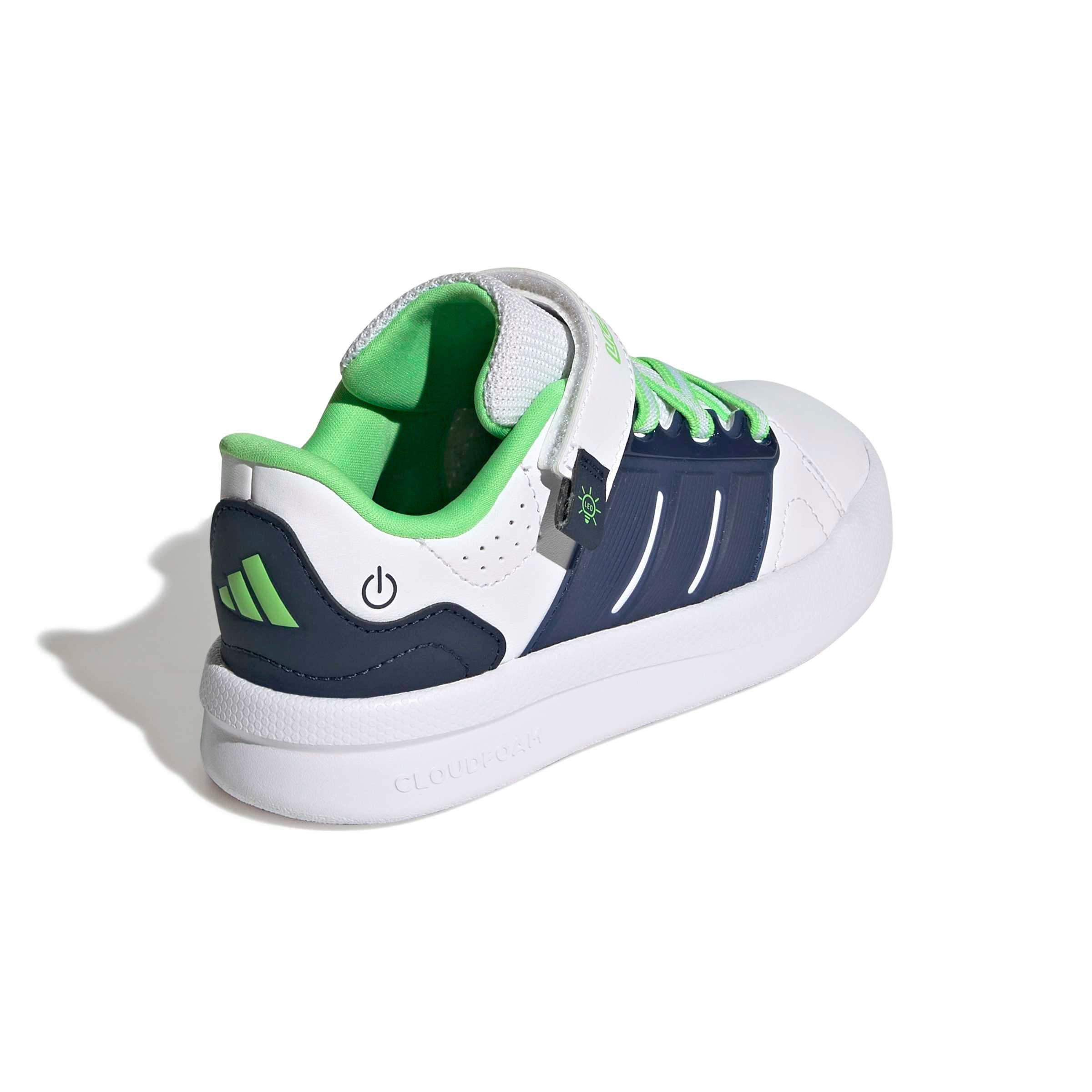 adidas Lightorama Court "Ftwr White/Night Indigo/Screaming Green" Preschool Boys' Shoe - WHITE/INDIGO/GREEN