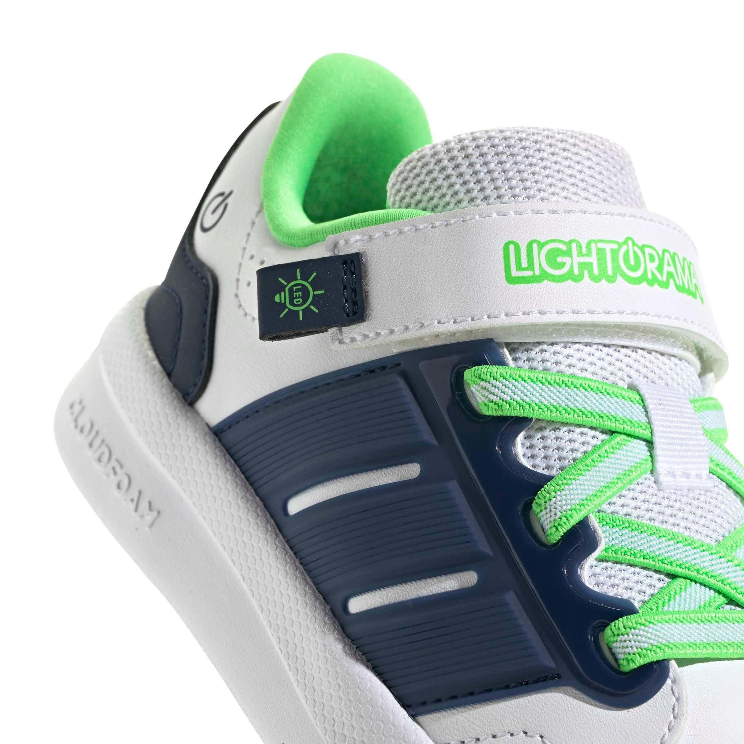 adidas Lightorama Court "Ftwr White/Night Indigo/Screaming Green" Preschool Boys' Shoe - WHITE/INDIGO/GREEN