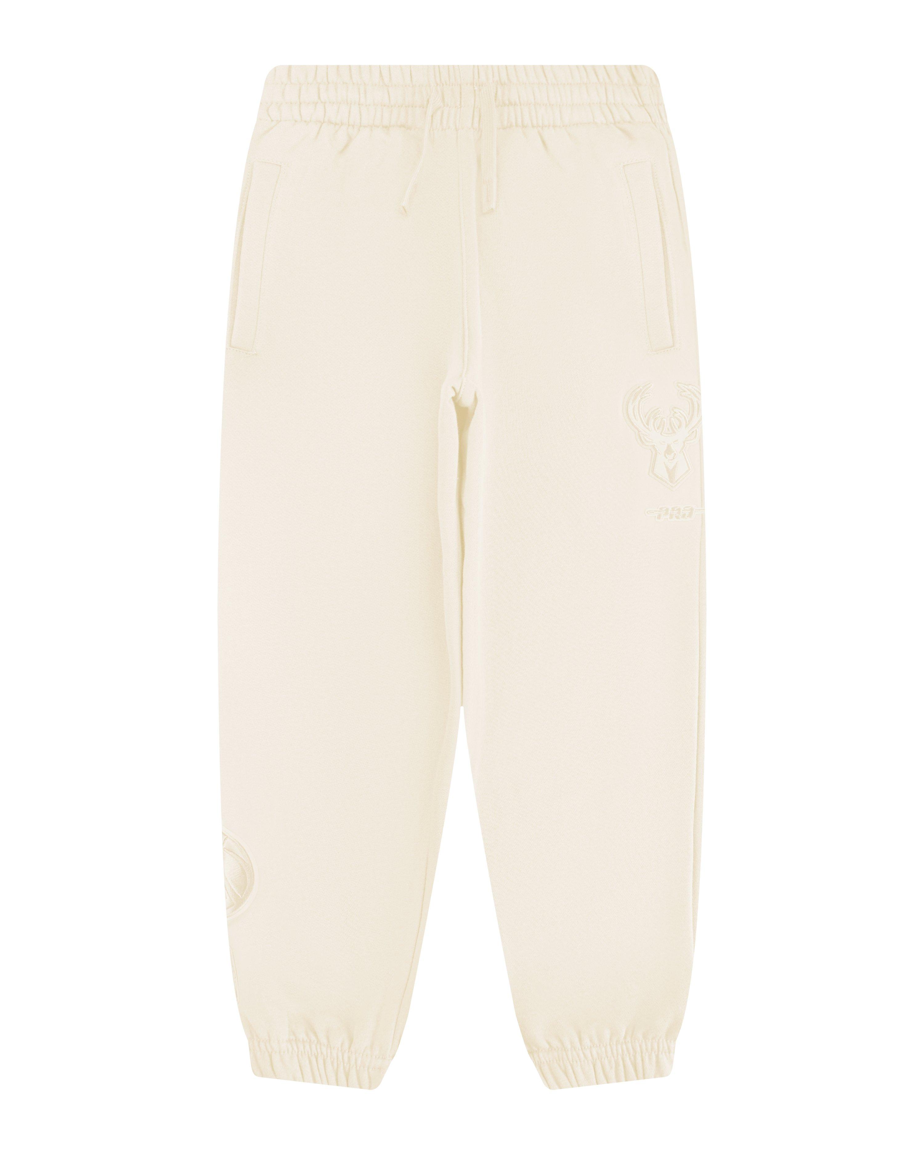 Pro Standard Big Boys' NBA Milwaukee Bucks Neutral Fleece Sweatpants -Cream - CREAM Thumbnail View 1