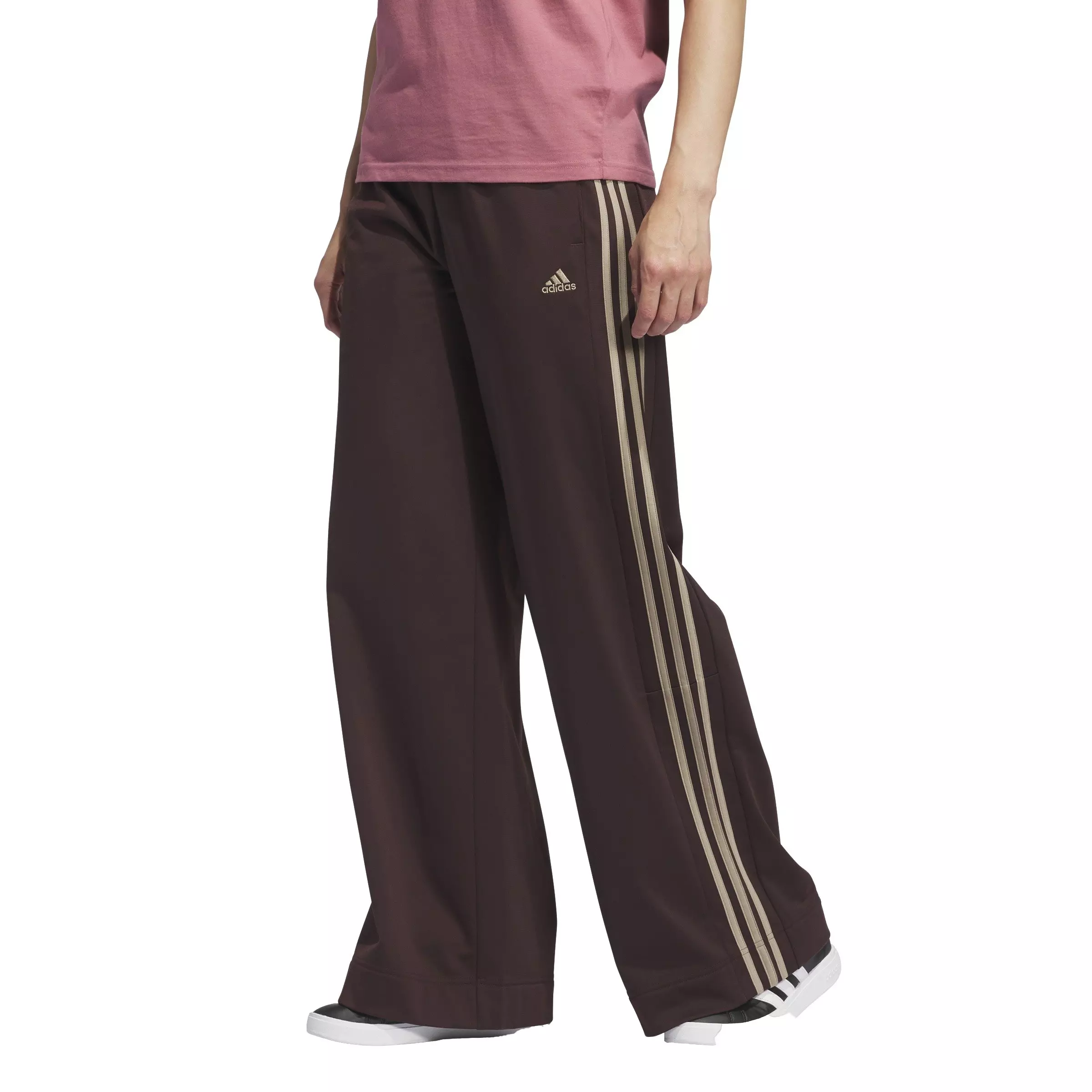 adidas Women's Essentials Colorblock Tricot Pants-Brown - BROWN