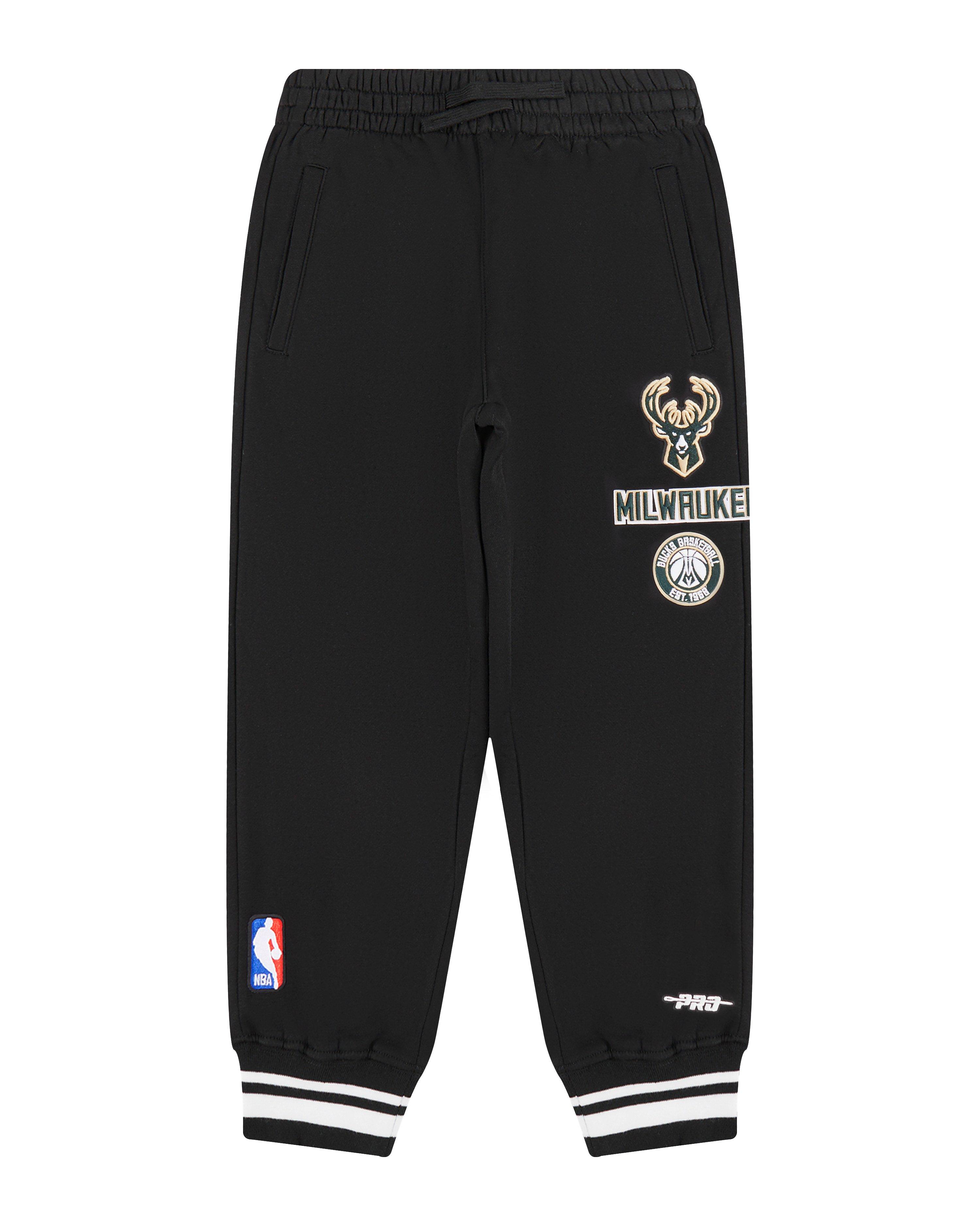 Pro Standard Big Boys' NBA Milwaukee Bucks Retro Classic Rib Fleece Sweatpants -Black - BLACK Thumbnail View 1