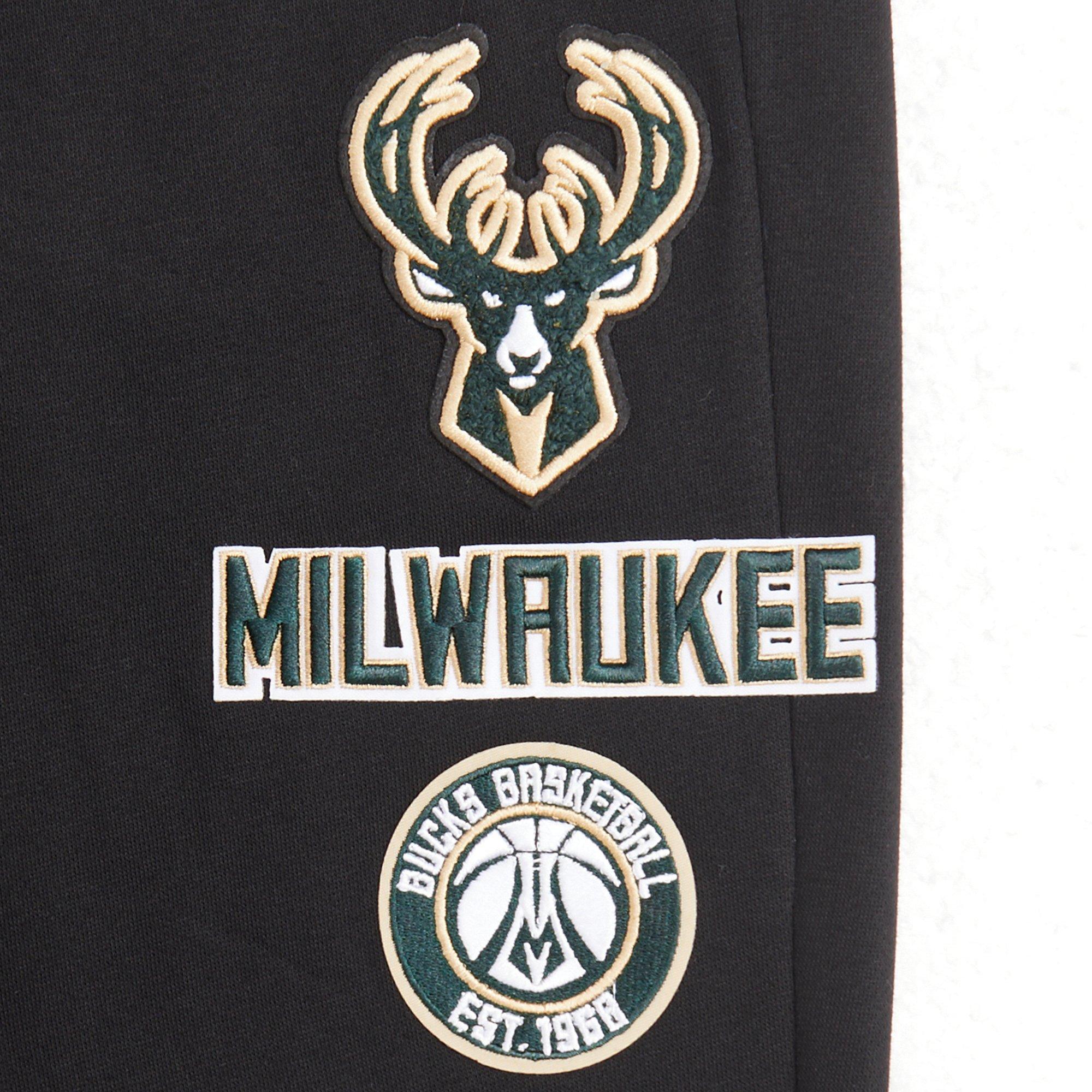 Pro Standard Big Boys' NBA Milwaukee Bucks Retro Classic Rib Fleece Sweatpants -Black - BLACK Thumbnail View 3