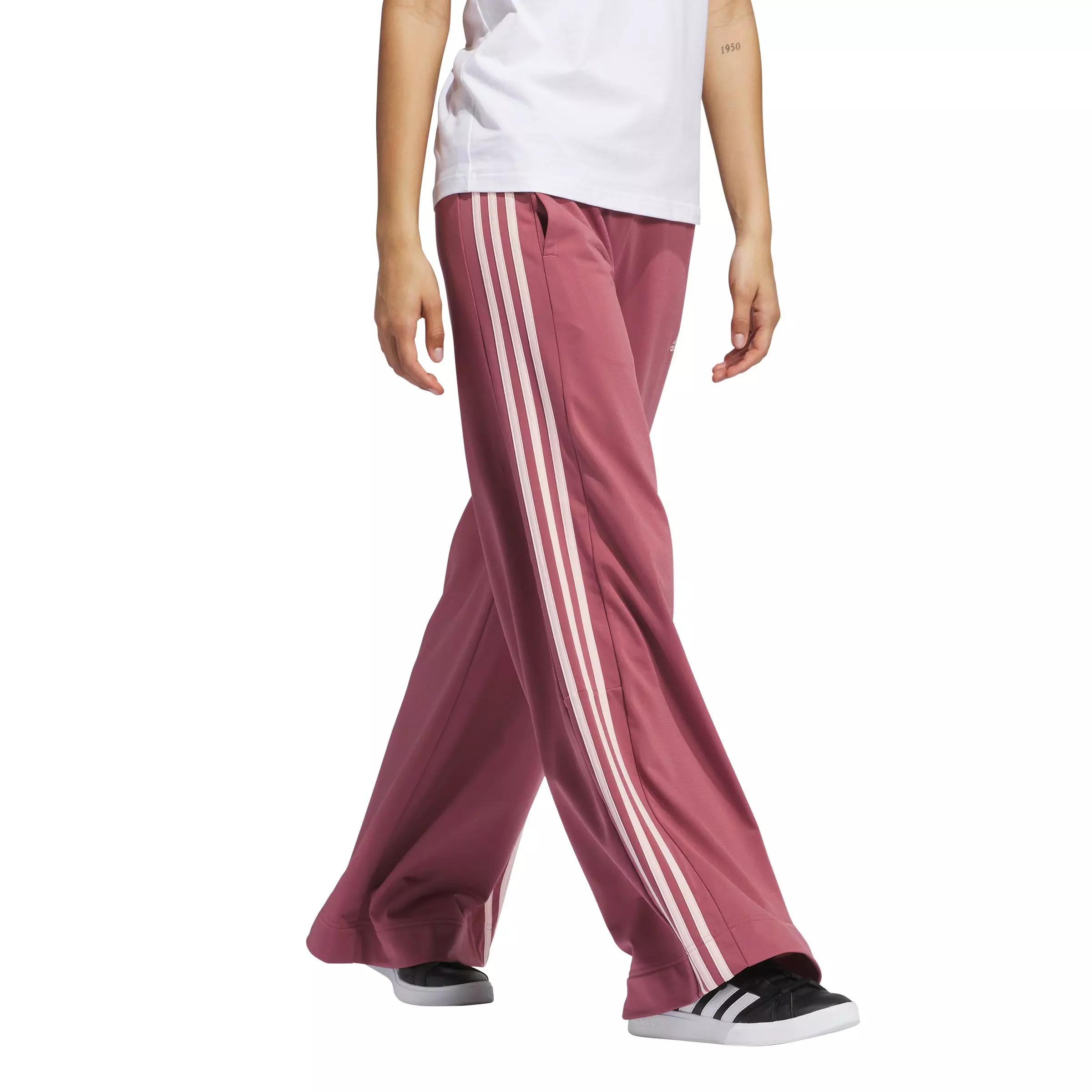 adidas Women's Essentials Colorblock Tricot Pants-Red - RED
