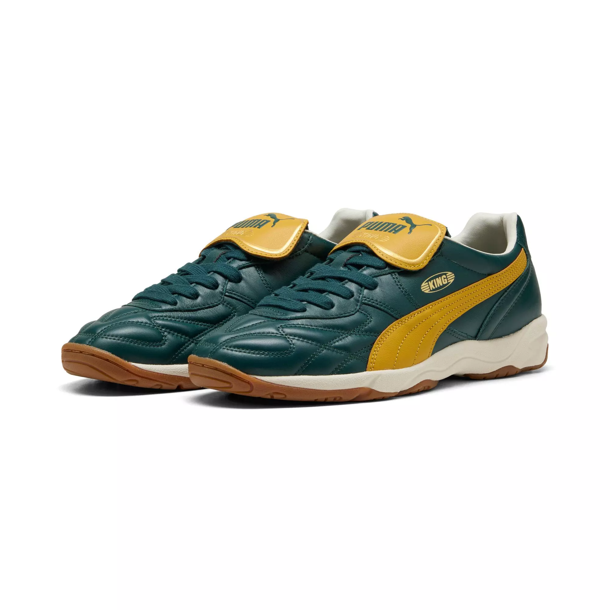 PUMA King Indoor "Green Terrain/Archive Gold" Men's Shoe - GREEN/GOLD