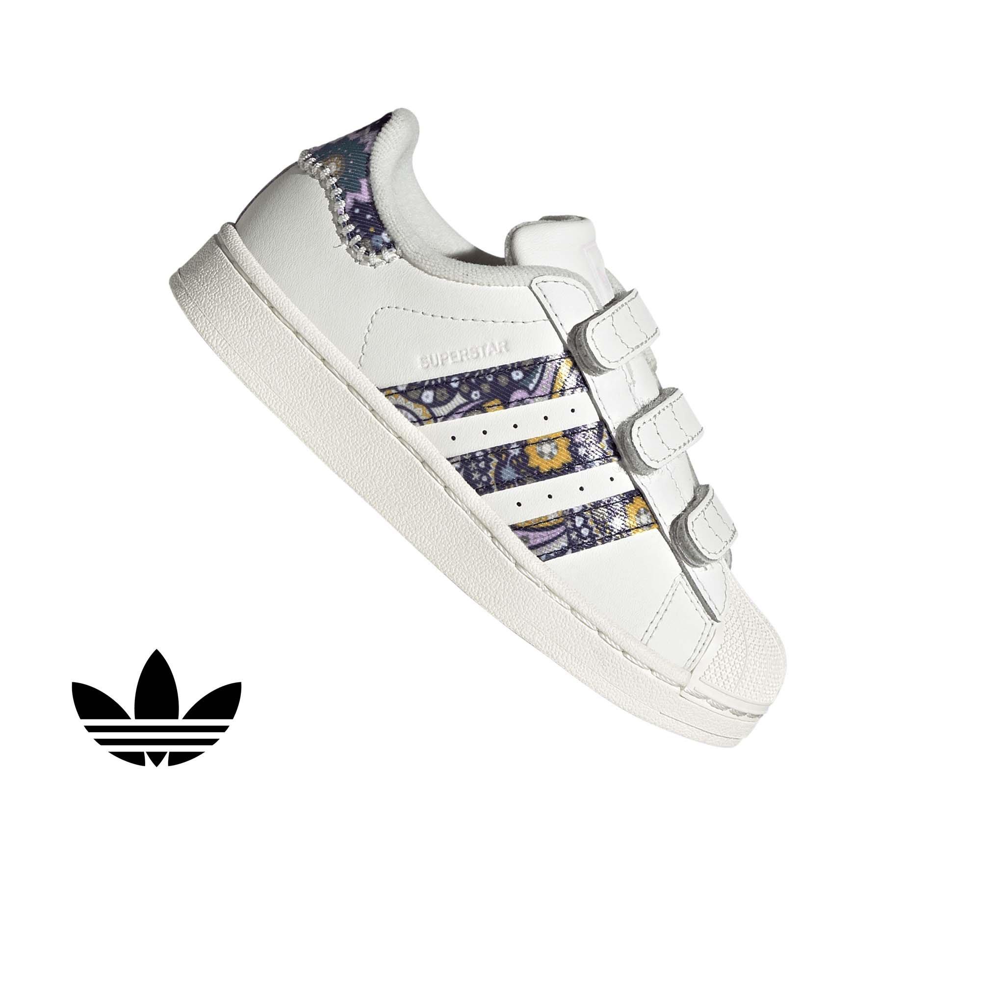 adidas Originals Liberty London Superstar II CC "White/Orchid Fusion/Gum 1" Preschool Girls' Shoe - WHITE/ORCHID/GUM