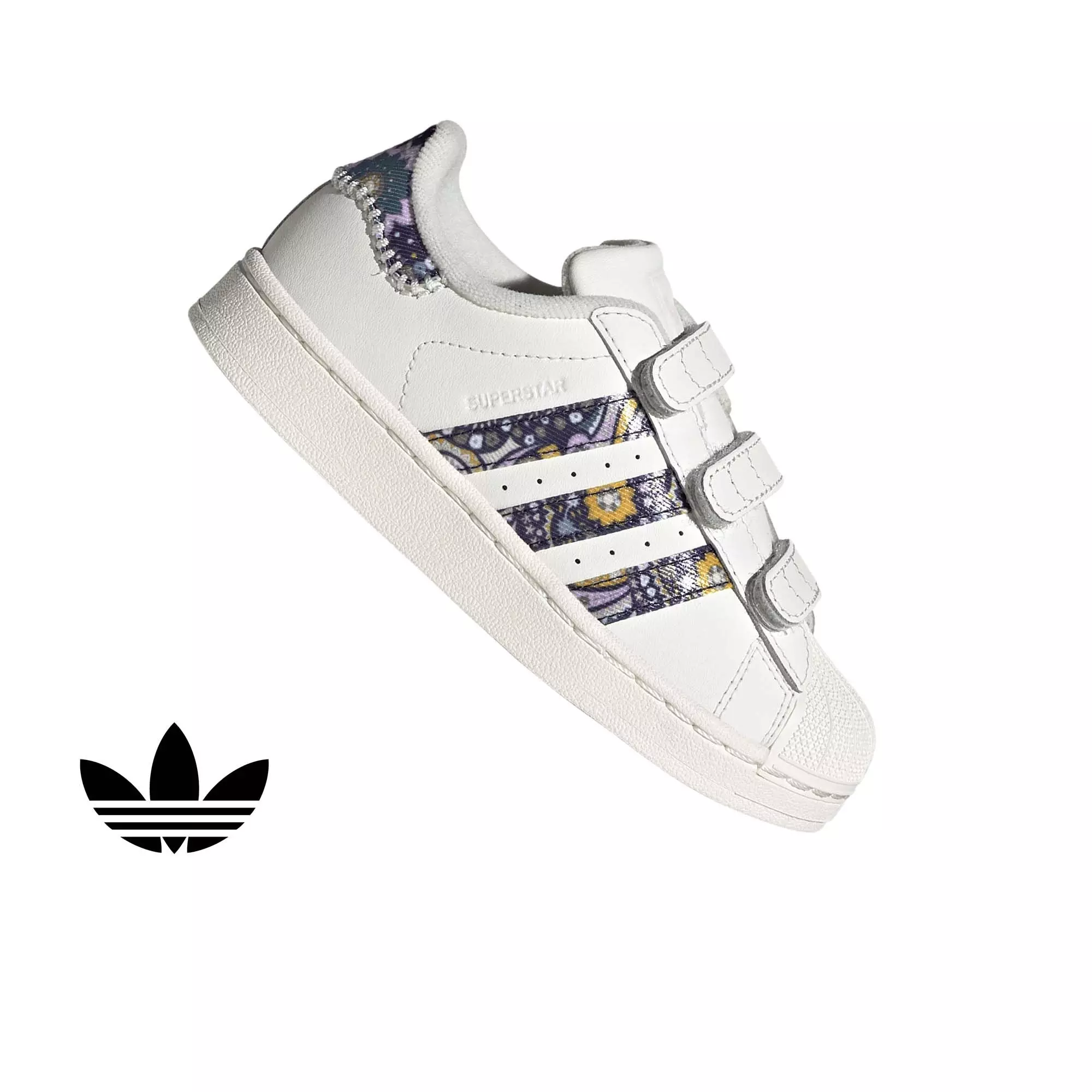 adidas Originals Liberty London Superstar II CC "White/Orchid Fusion/Gum 1" Preschool Girls' Shoe - WHITE/ORCHID/GUM