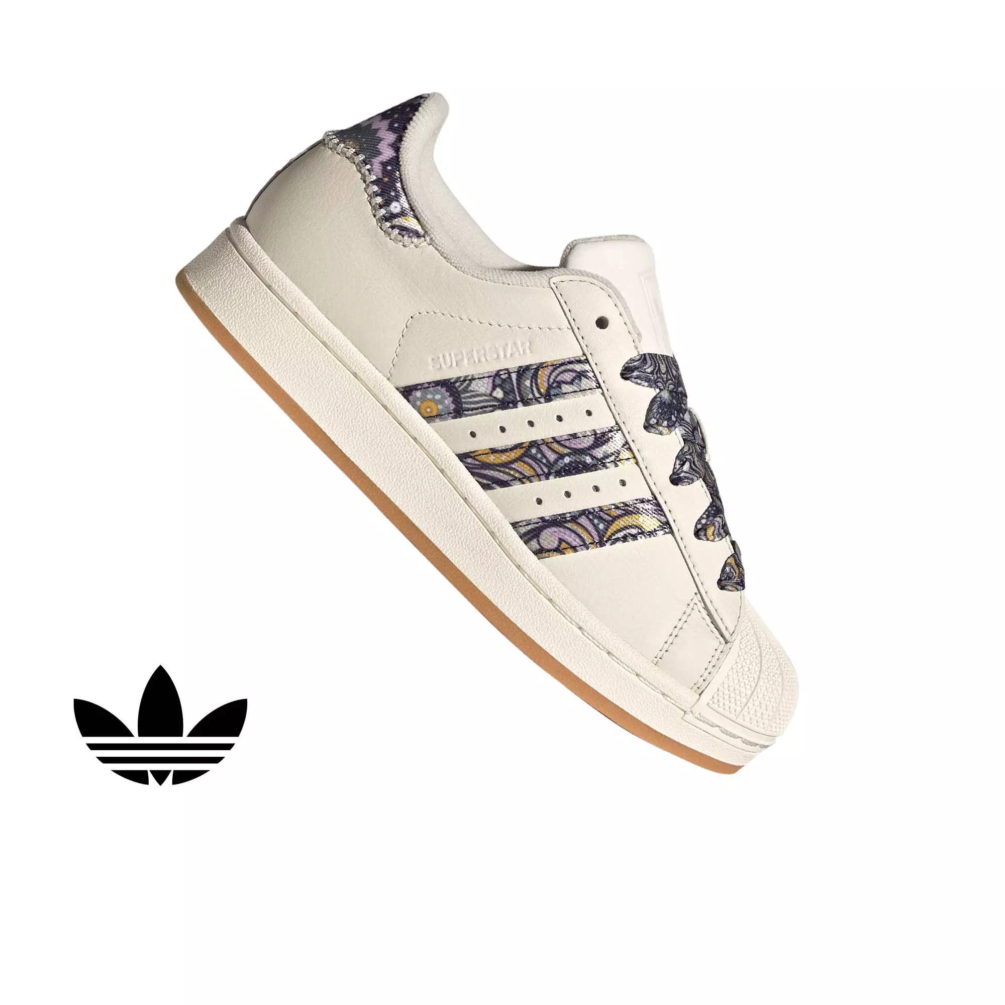 adidas Originals Liberty London Superstar II "White/Orchid Fusion/Gum 1" Grade School Girls' Shoe - WHITE/ORCHID/GUM