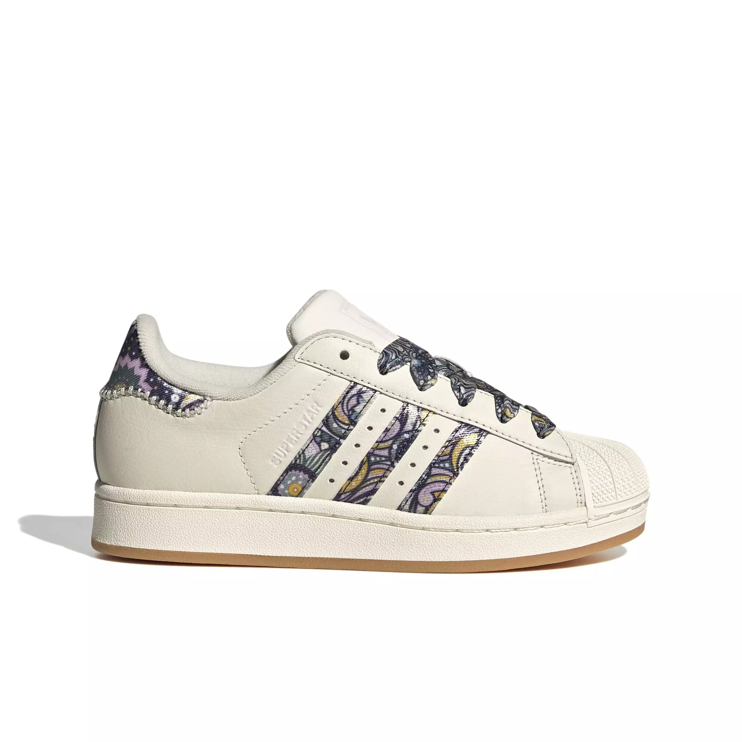 adidas Originals Liberty London Superstar II "White/Orchid Fusion/Gum 1" Grade School Girls' Shoe - WHITE/ORCHID/GUM
