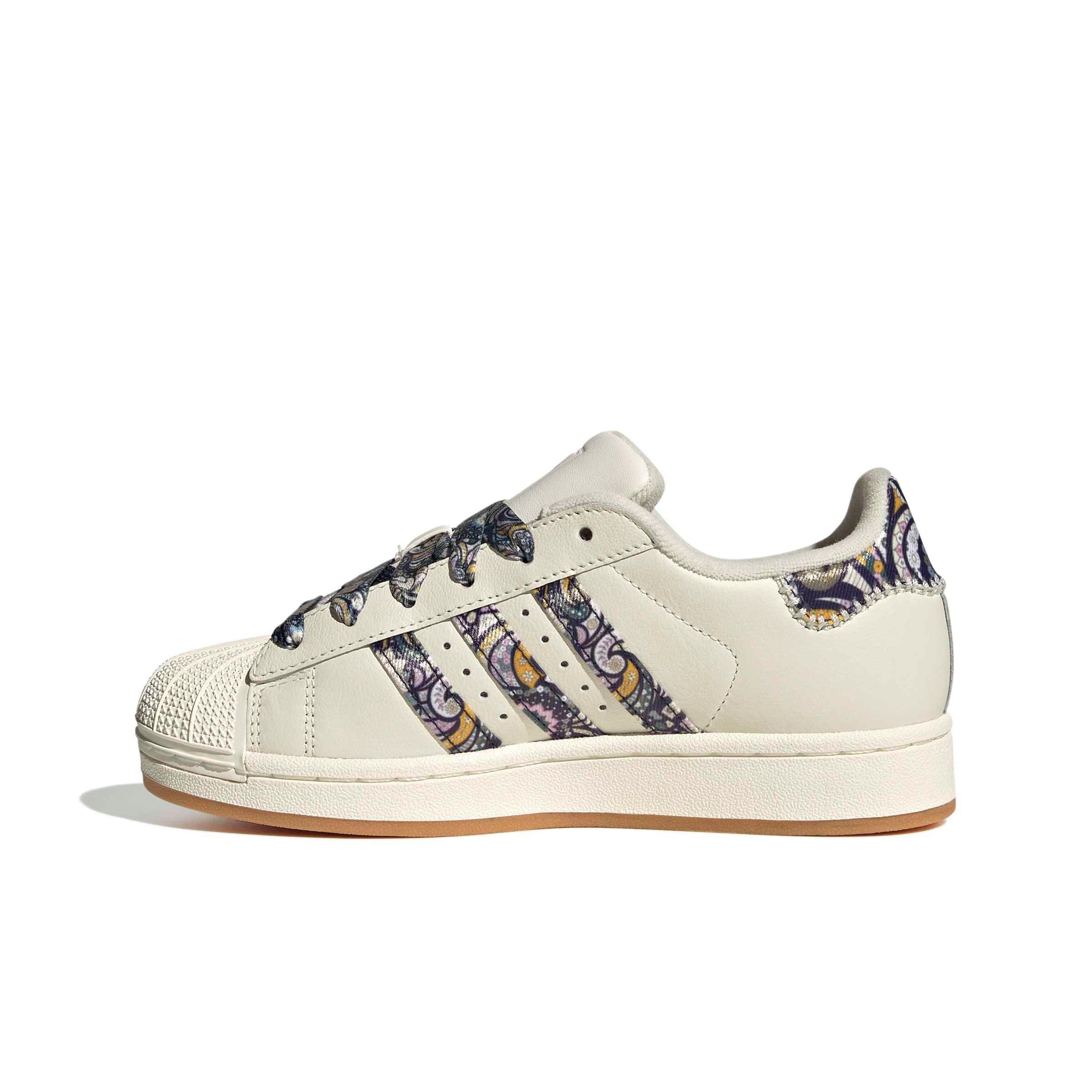 adidas Originals Liberty London Superstar II "White/Orchid Fusion/Gum 1" Grade School Girls' Shoe - WHITE/ORCHID/GUM