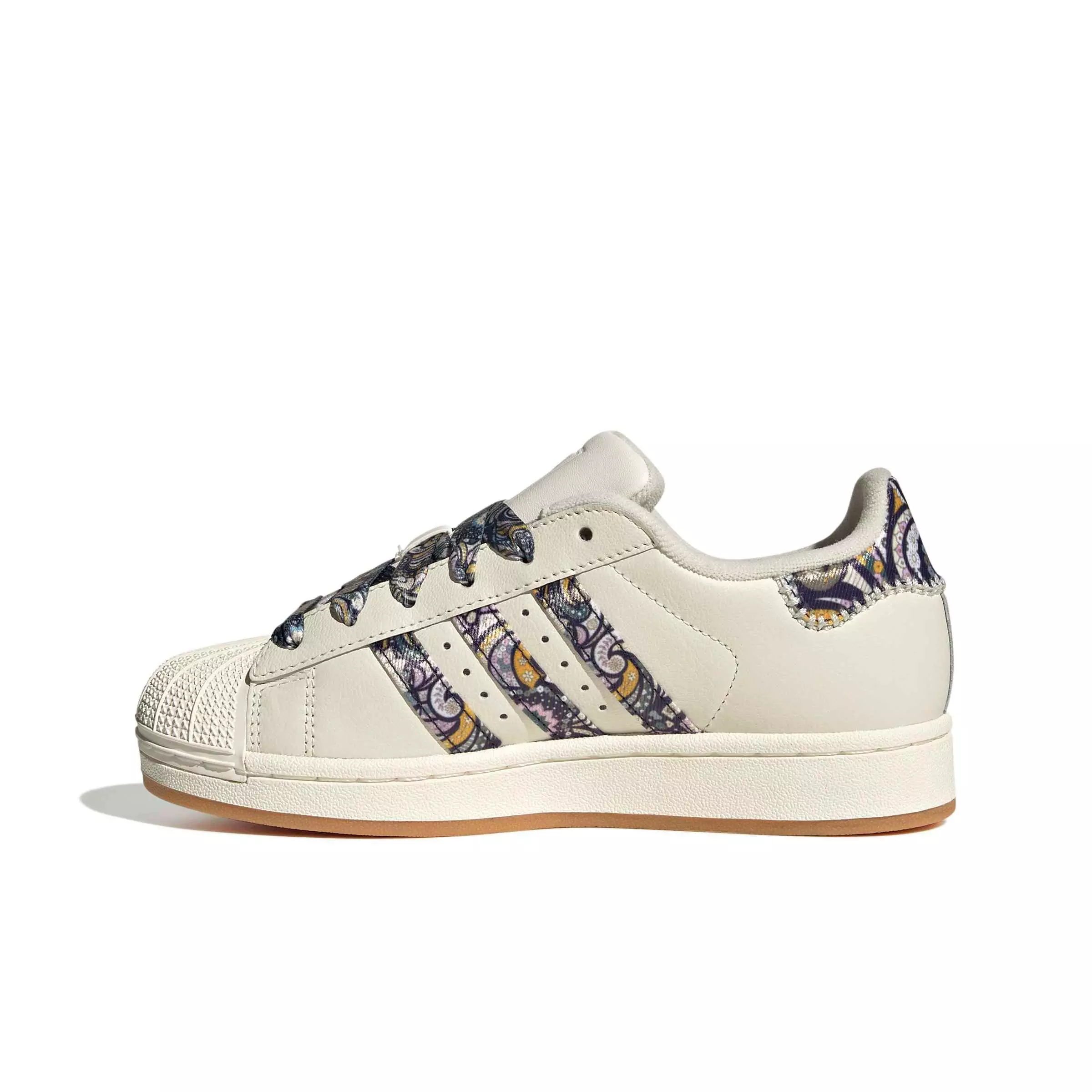 adidas Originals Liberty London Superstar II "White/Orchid Fusion/Gum 1" Grade School Girls' Shoe - WHITE/ORCHID/GUM