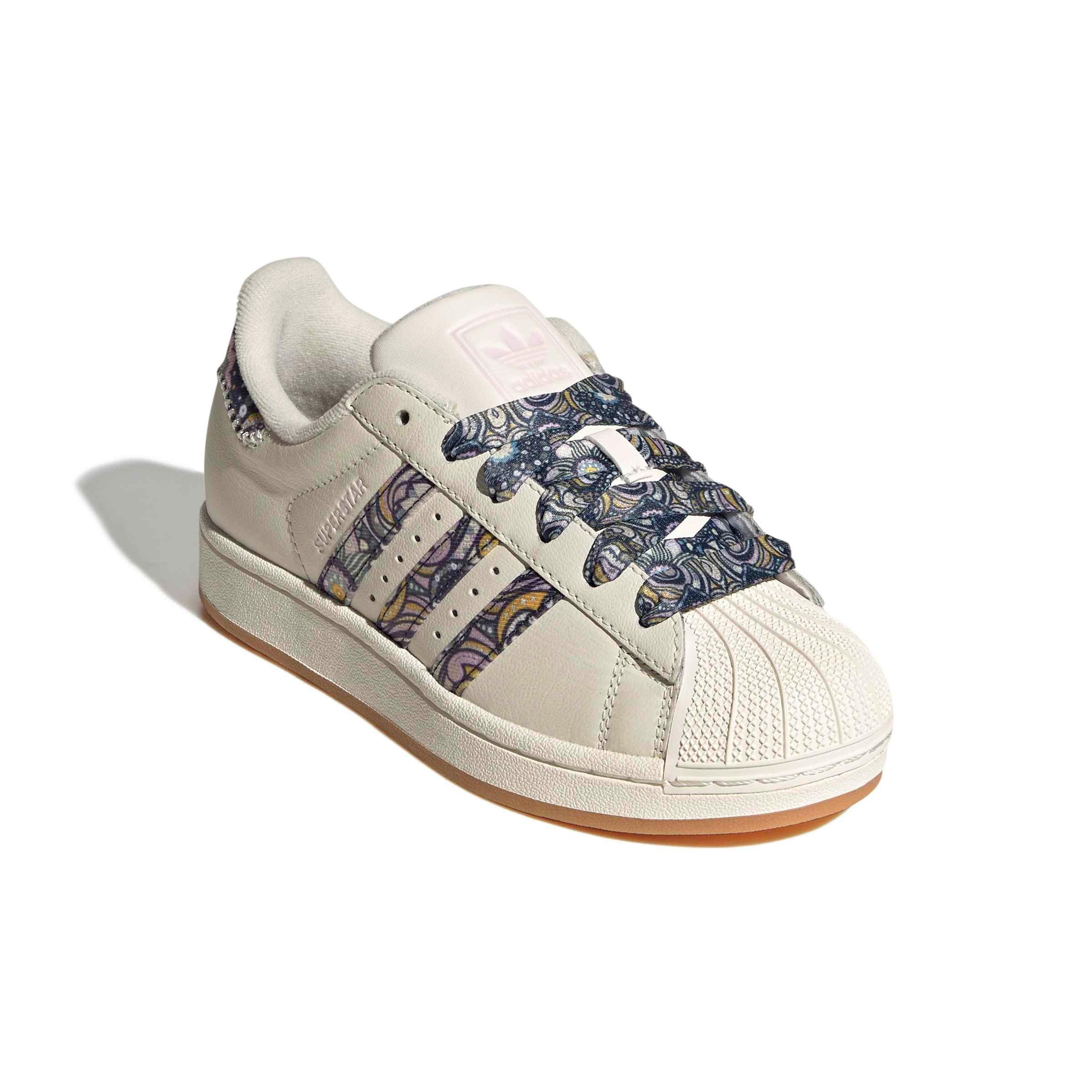 adidas Originals Liberty London Superstar II "White/Orchid Fusion/Gum 1" Grade School Girls' Shoe - WHITE/ORCHID/GUM