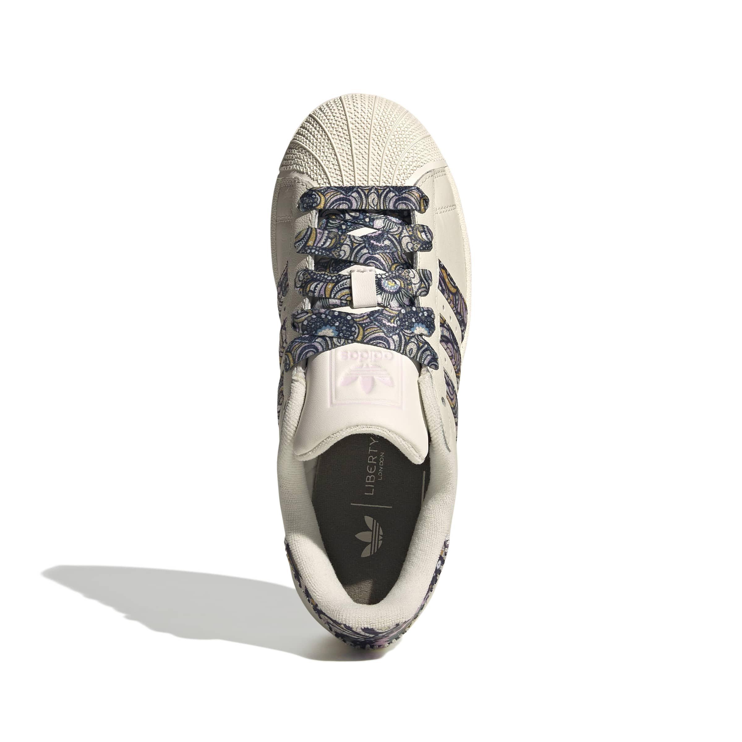 adidas Originals Liberty London Superstar II "White/Orchid Fusion/Gum 1" Grade School Girls' Shoe - WHITE/ORCHID/GUM