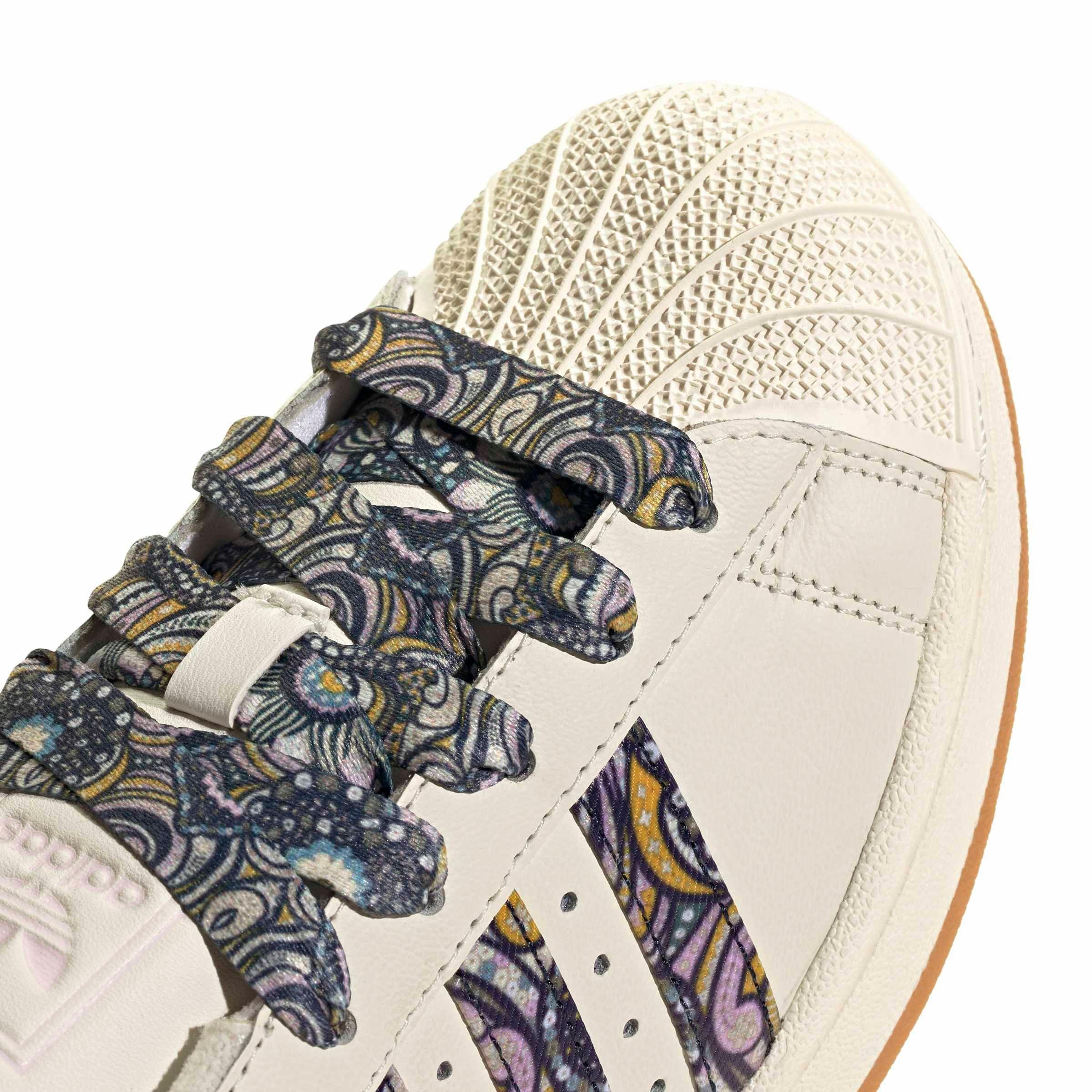 adidas Originals Liberty London Superstar II "White/Orchid Fusion/Gum 1" Grade School Girls' Shoe - WHITE/ORCHID/GUM