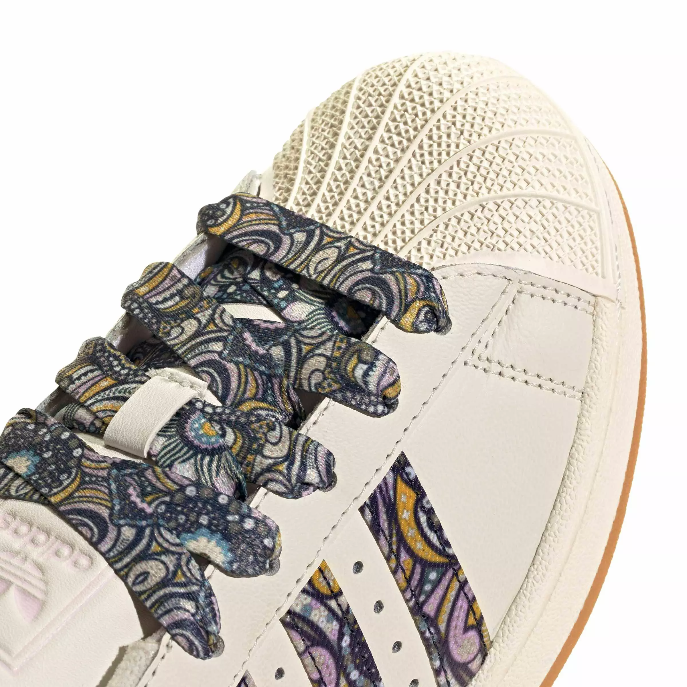 adidas Originals Liberty London Superstar II "White/Orchid Fusion/Gum 1" Grade School Girls' Shoe - WHITE/ORCHID/GUM
