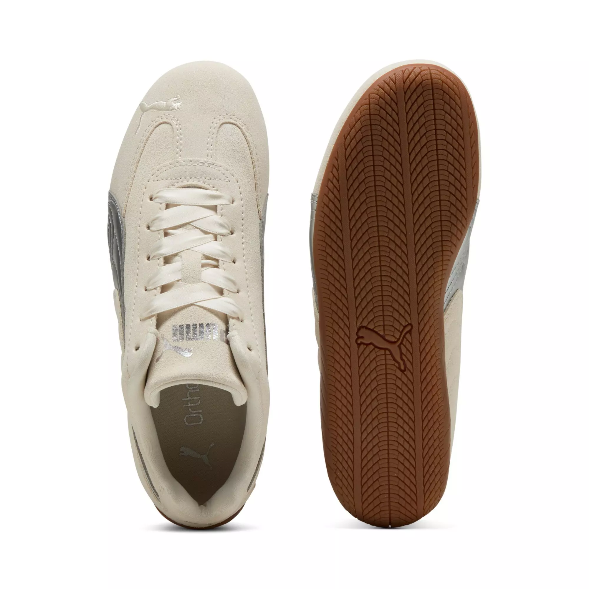 PUMA Speedcat Metallic "Alpine Snow/PUMA Silver" Grade School Girls' Shoe - SNOW/SILVER