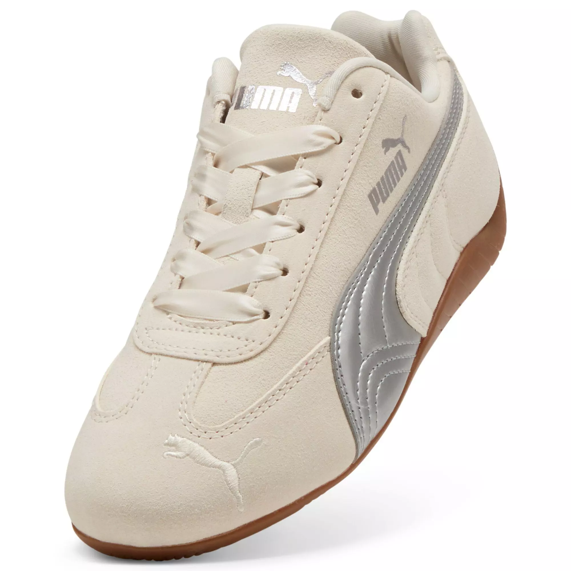 PUMA Speedcat Metallic "Alpine Snow/PUMA Silver" Grade School Girls' Shoe - SNOW/SILVER
