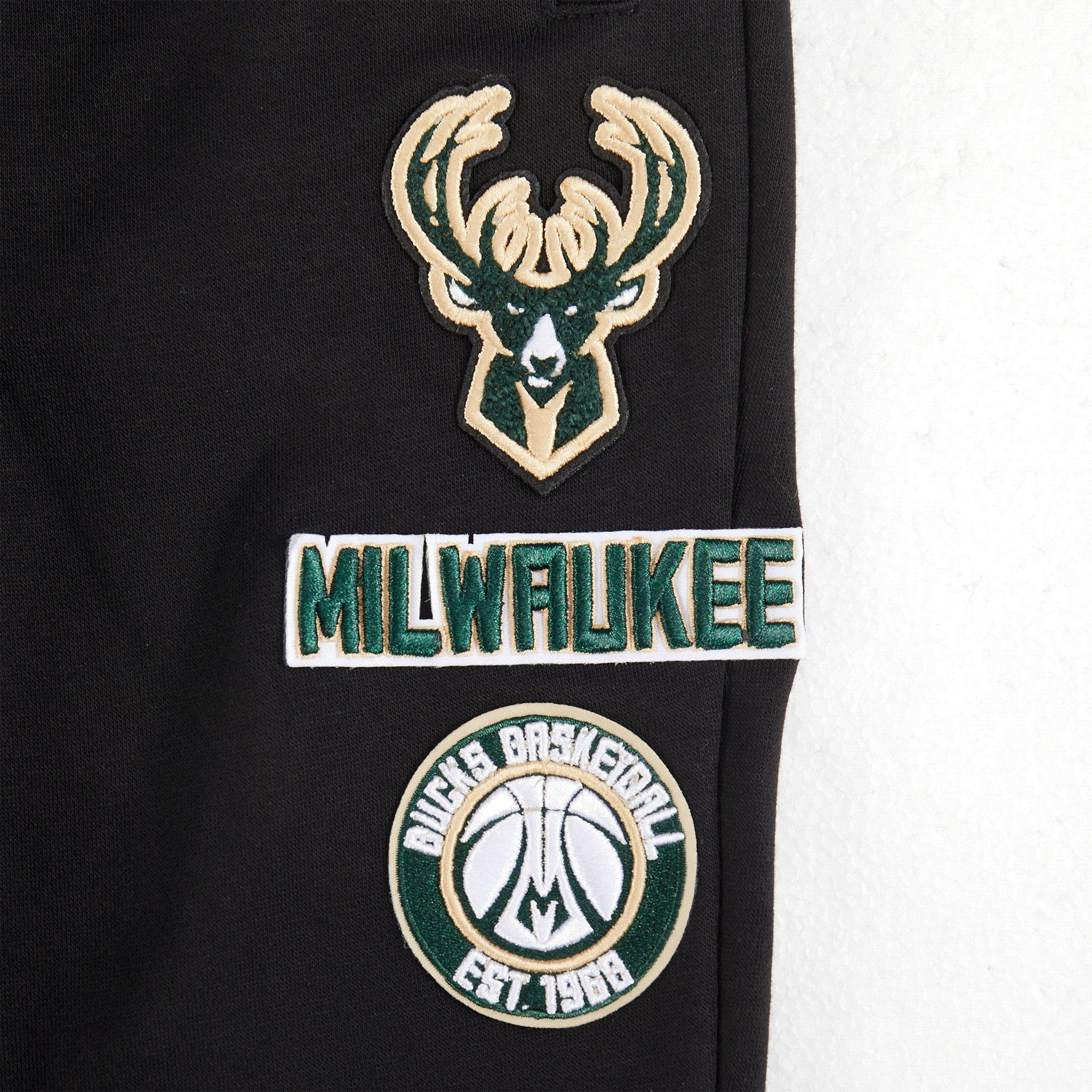 Pro Standard Little Boys' NBA Milwaukee Bucks Retro Classic Rib Fleece Sweatpants - Black - BLACK Thumbnail View 3