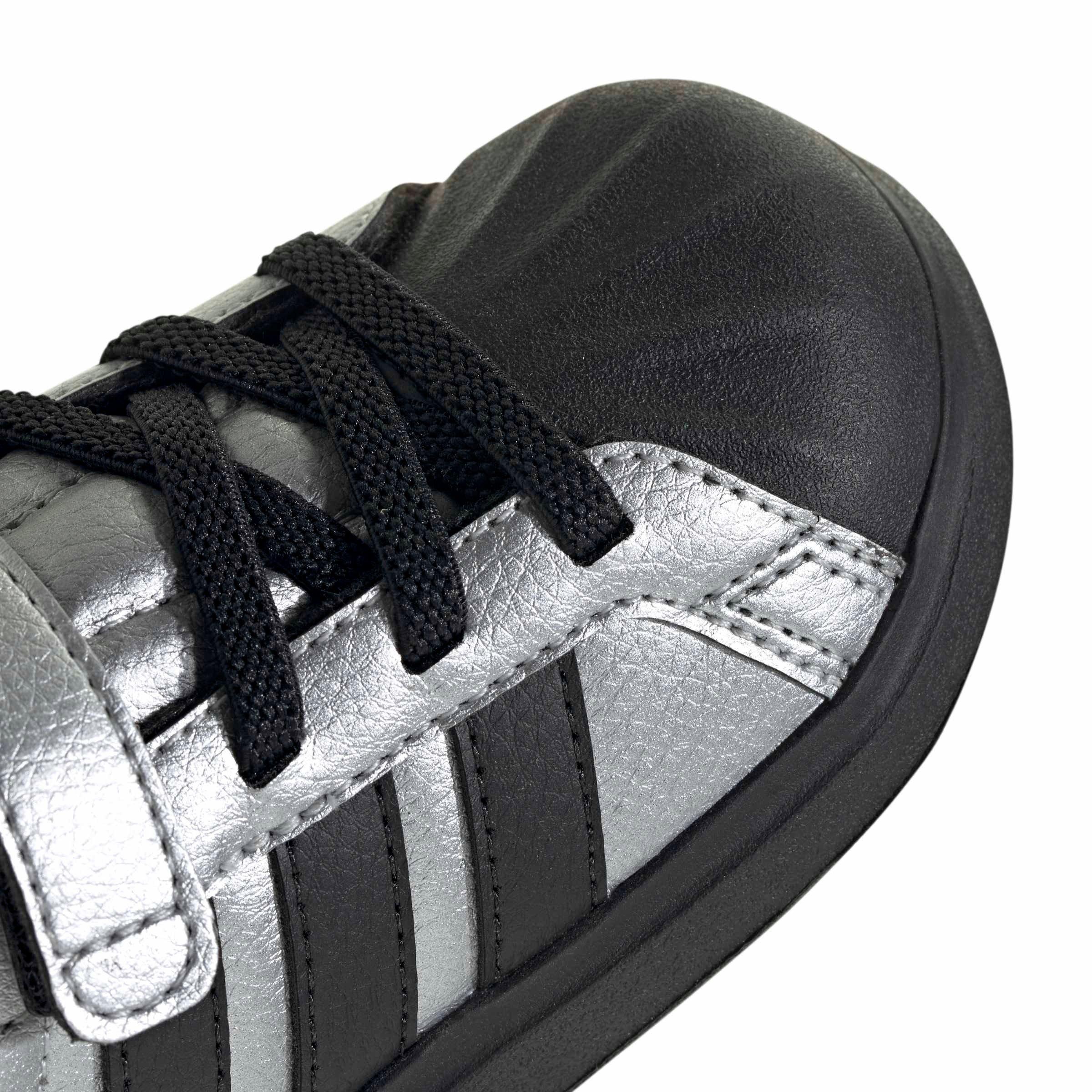adidas Streettalk "Silver Metallic/Core Black/Silver Metallic" Infant Girls' Shoe - SILVER/BLACK/SILVER
