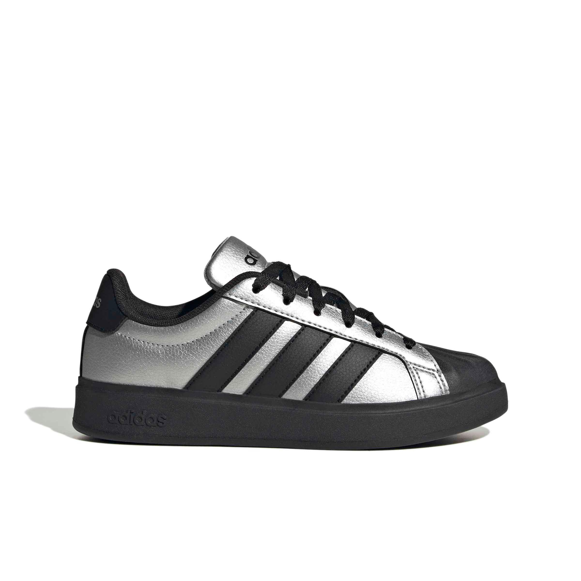 adidas Streettalk "Silver Metallic/Core Black/Silver Metallic" Grade School Girls' Shoe - SILVER/BLACK/SILVER