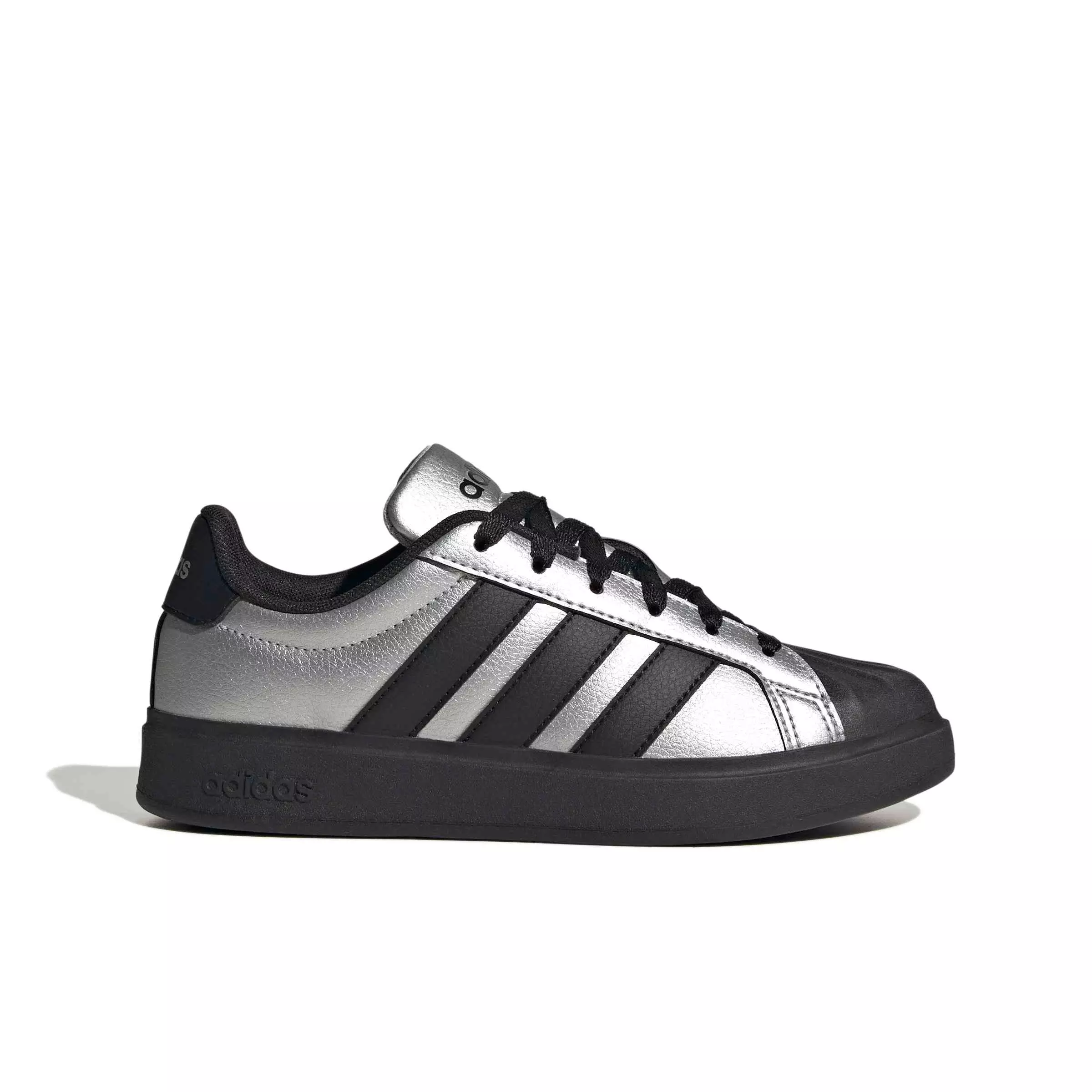 adidas Streettalk "Silver Metallic/Core Black/Silver Metallic" Grade School Girls' Shoe - SILVER/BLACK/SILVER