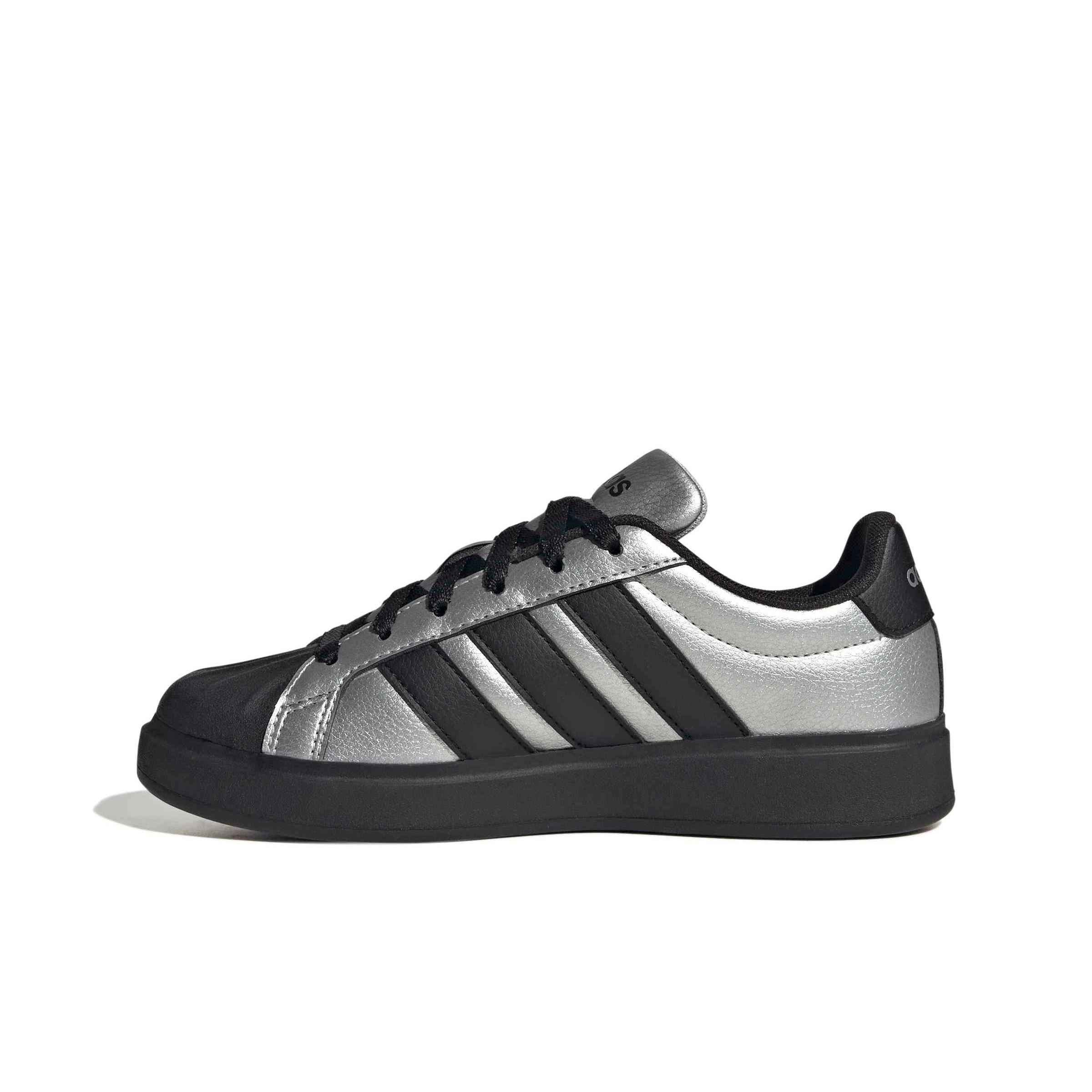 adidas Streettalk "Silver Metallic/Core Black/Silver Metallic" Grade School Girls' Shoe - SILVER/BLACK/SILVER