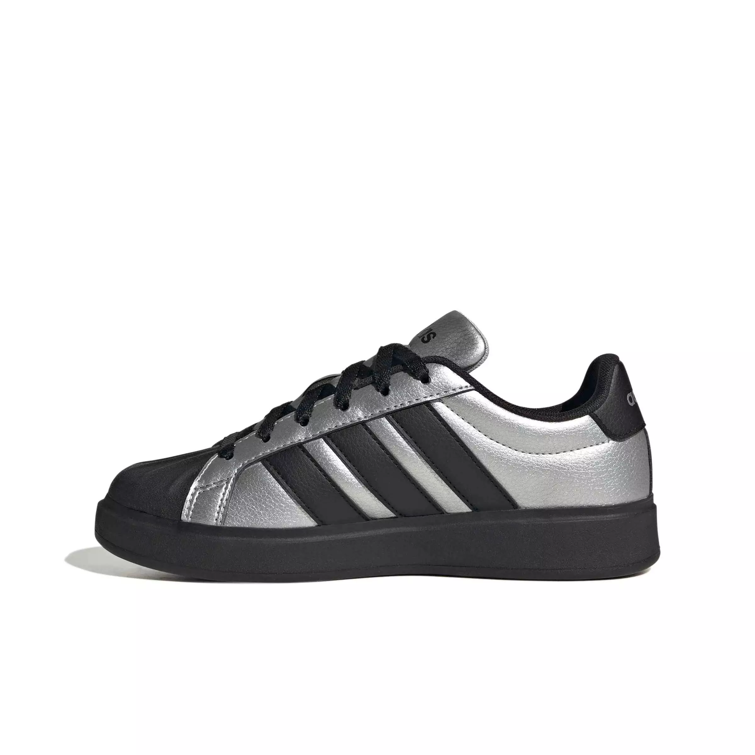 adidas Streettalk "Silver Metallic/Core Black/Silver Metallic" Grade School Girls' Shoe - SILVER/BLACK/SILVER