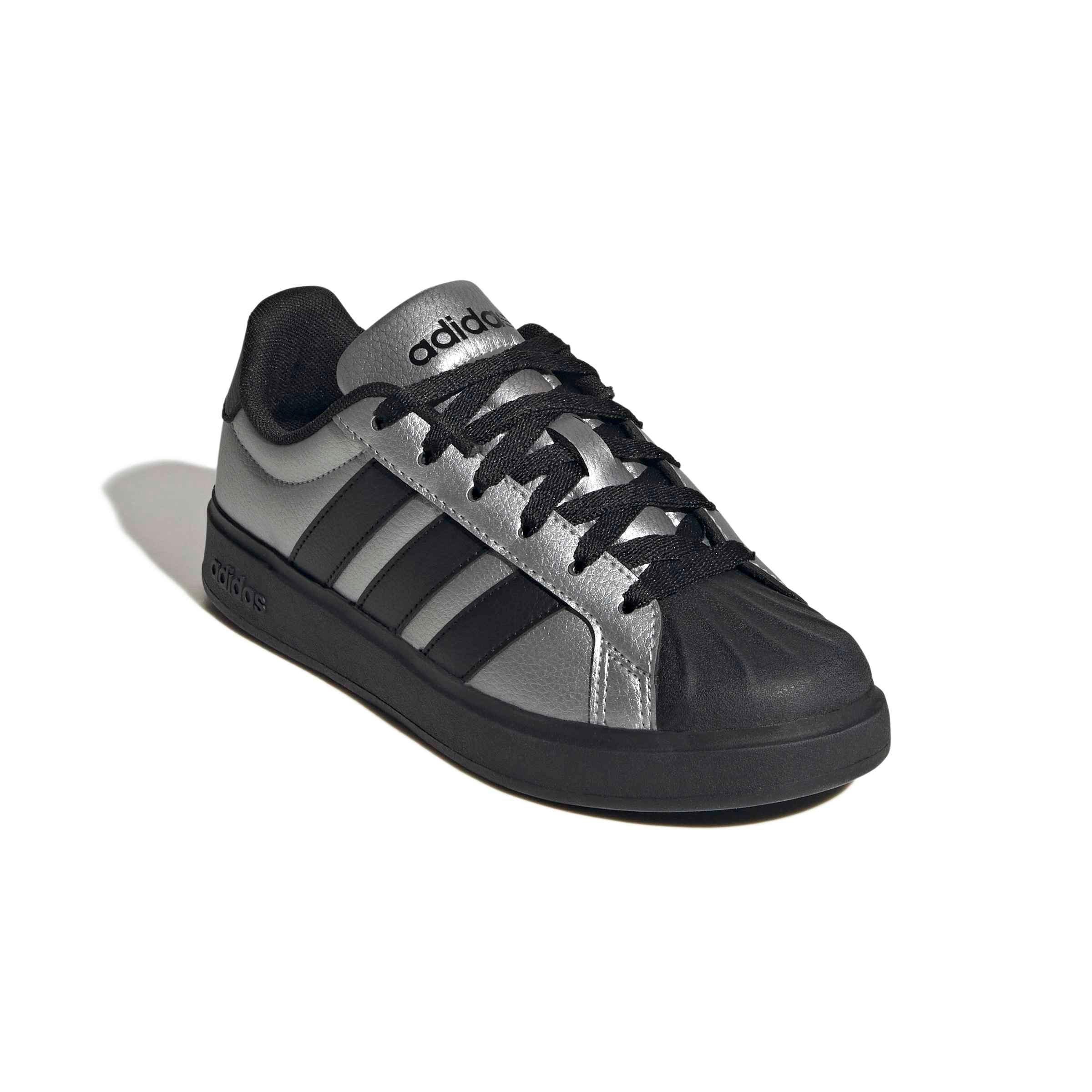 adidas Streettalk "Silver Metallic/Core Black/Silver Metallic" Grade School Girls' Shoe - SILVER/BLACK/SILVER