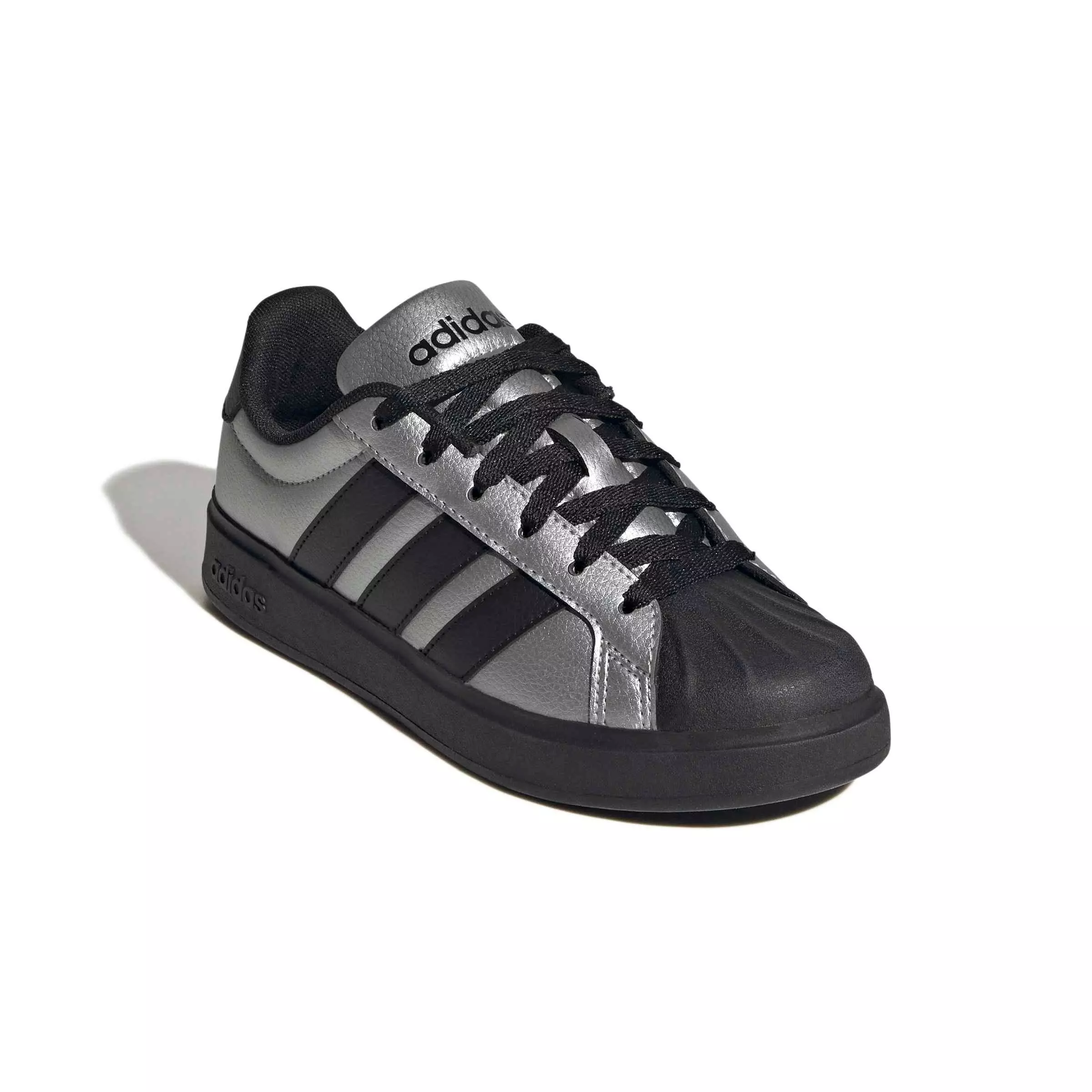 adidas Streettalk "Silver Metallic/Core Black/Silver Metallic" Grade School Girls' Shoe - SILVER/BLACK/SILVER