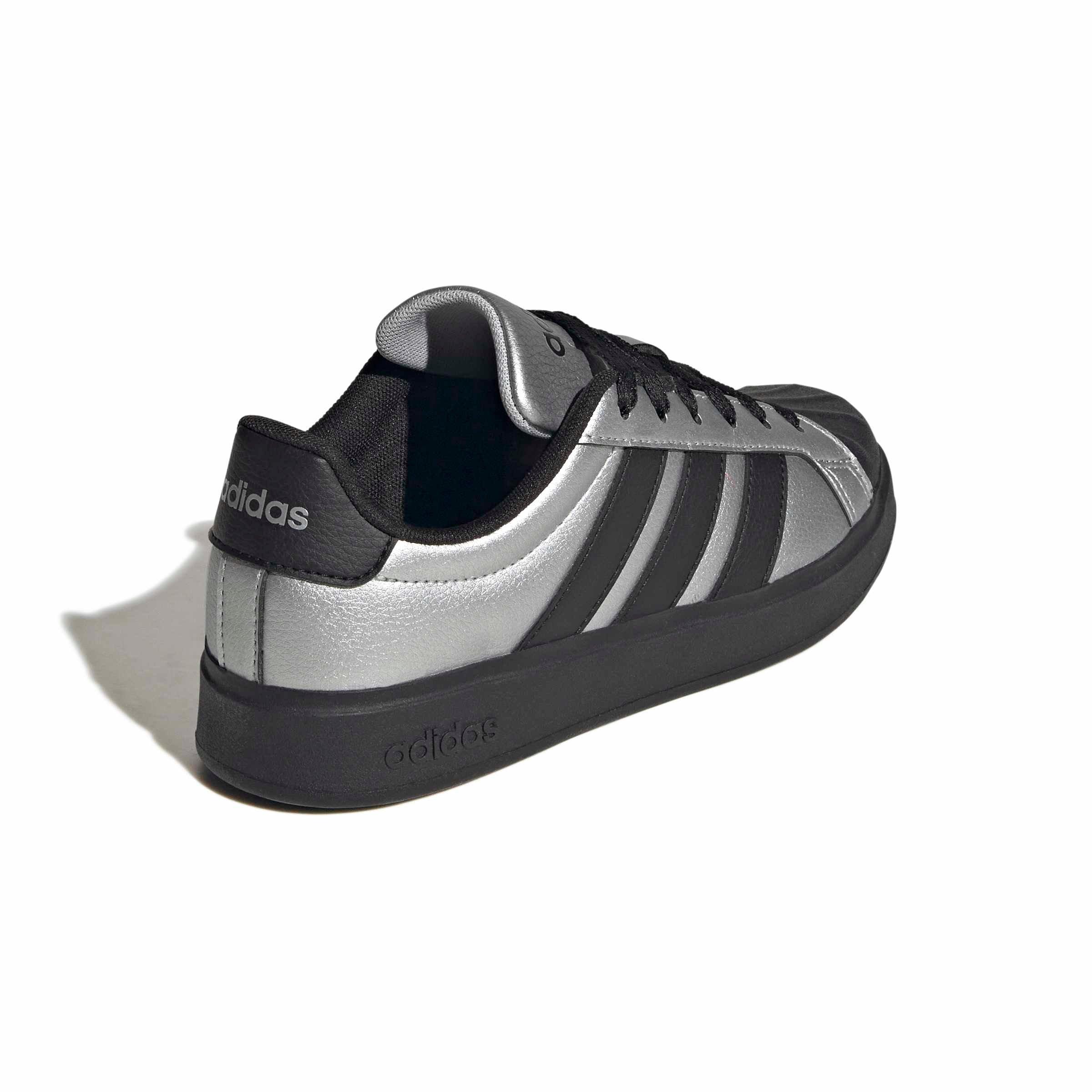 adidas Streettalk "Silver Metallic/Core Black/Silver Metallic" Grade School Girls' Shoe - SILVER/BLACK/SILVER