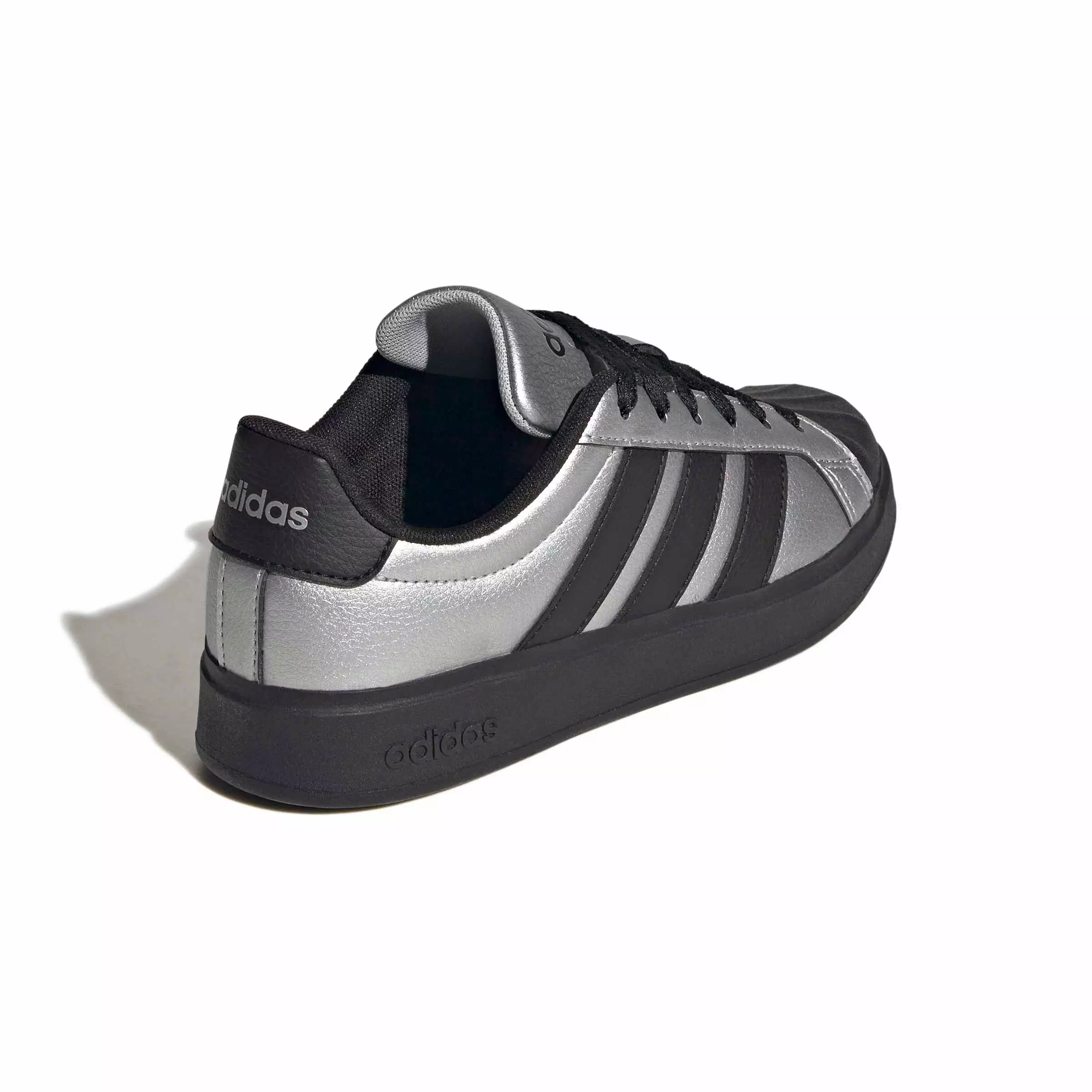 adidas Streettalk "Silver Metallic/Core Black/Silver Metallic" Grade School Girls' Shoe - SILVER/BLACK/SILVER